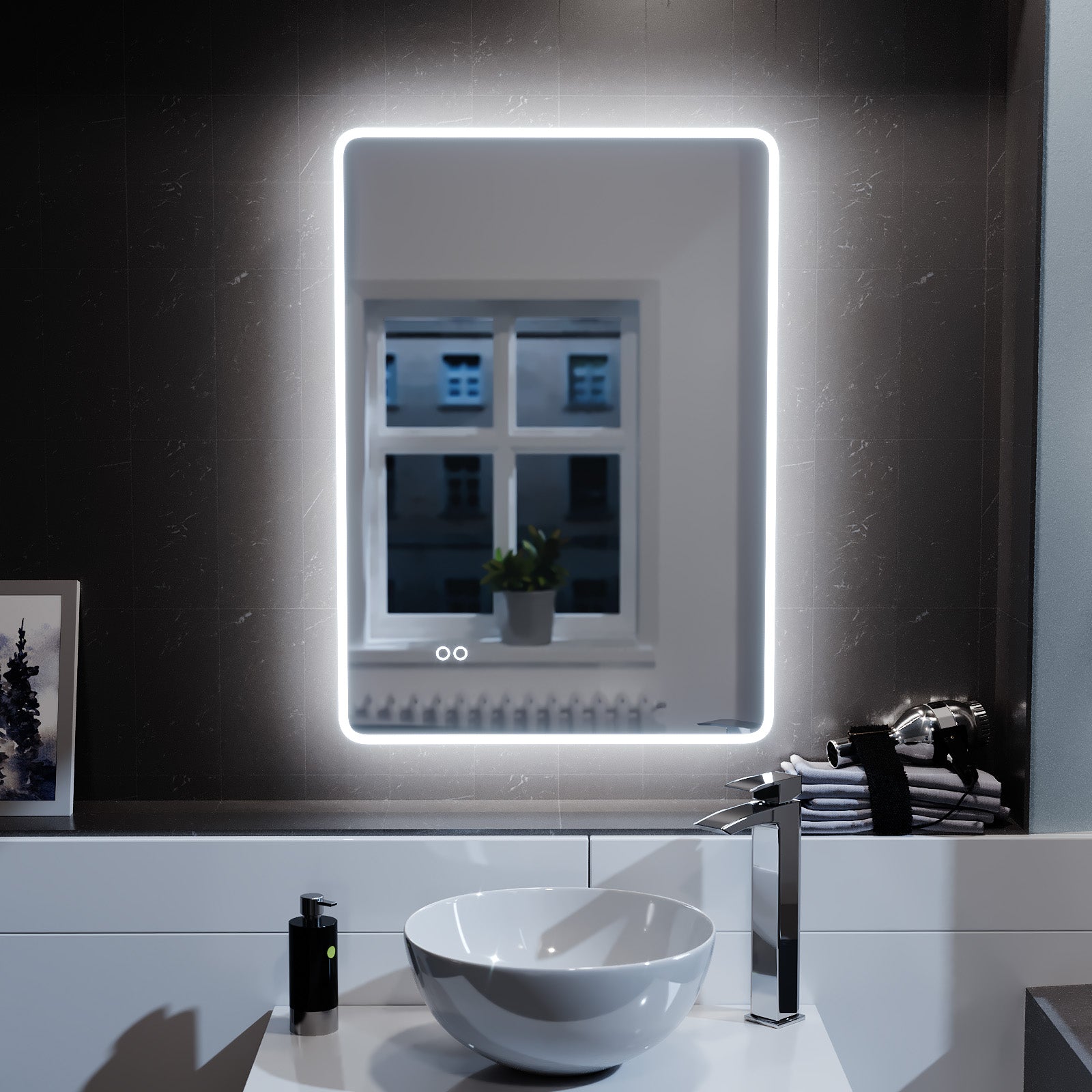 Lawerence 500mm x 700mm Edge LED Round Corner Bathroom Mirror