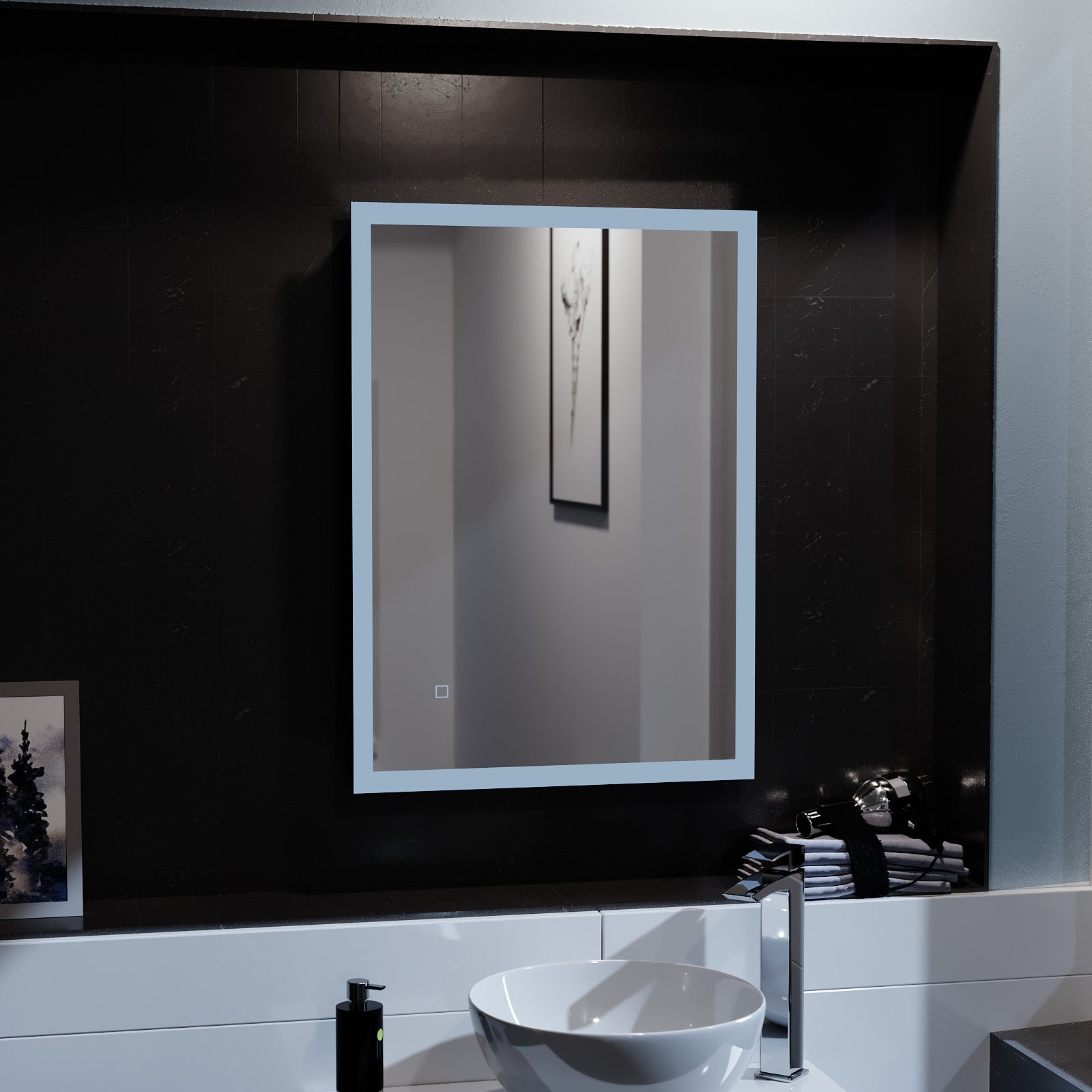 Lawerence Full Edge LED 500mm x 700mm Straight Corner Bathroom Mirror