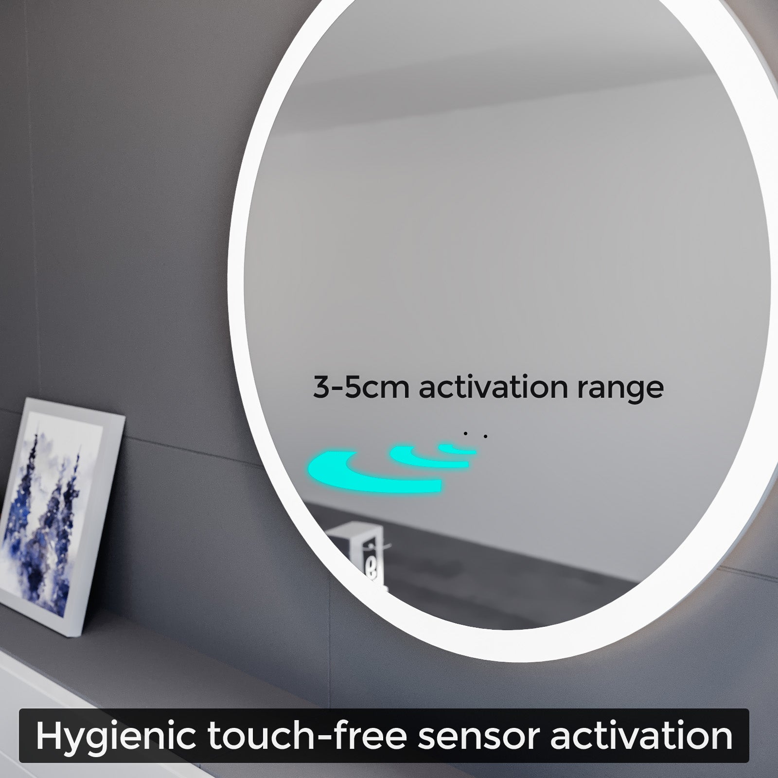 Lawerence Round Motion Sensor Bathroom LED Mirror Demister Anti-fog 600mm