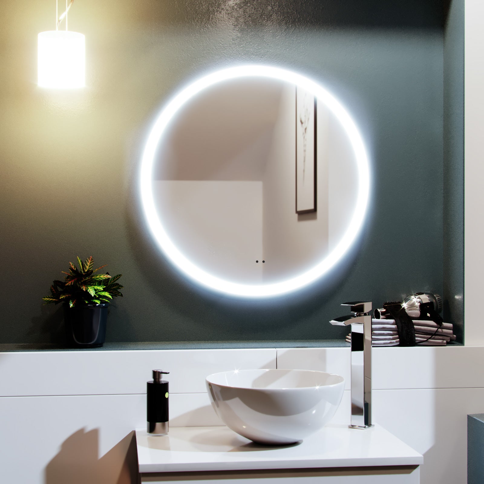 Lawerence Round LED 600 x 600mm Bathroom Mirror