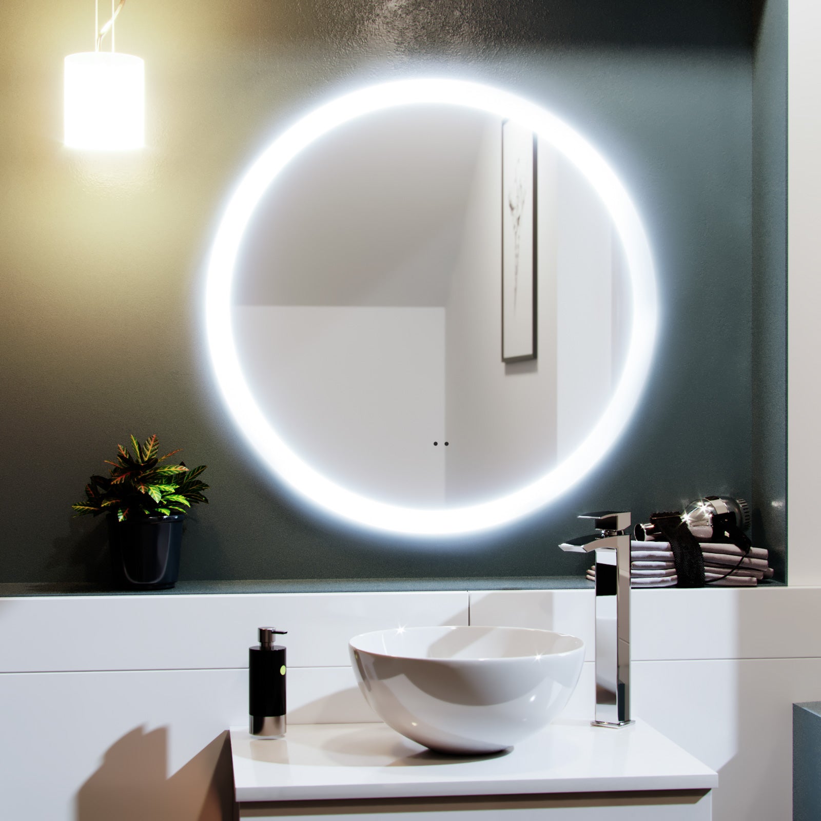 Lawerence Round LED 700 x 700mm Bathroom Mirror