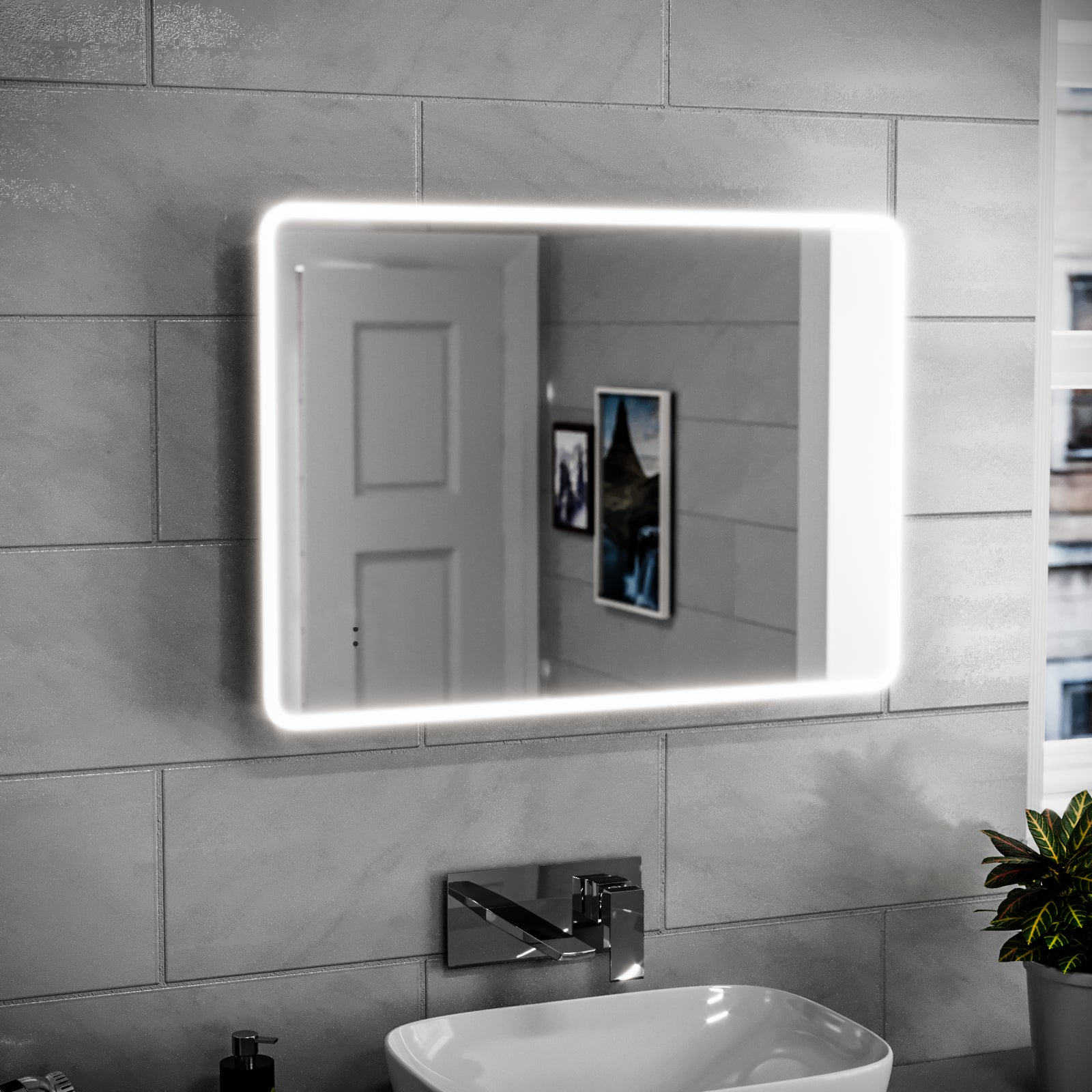 Motion Sensor Bathroom LED Mirror Shaver Socket Demister 500 x 700mm