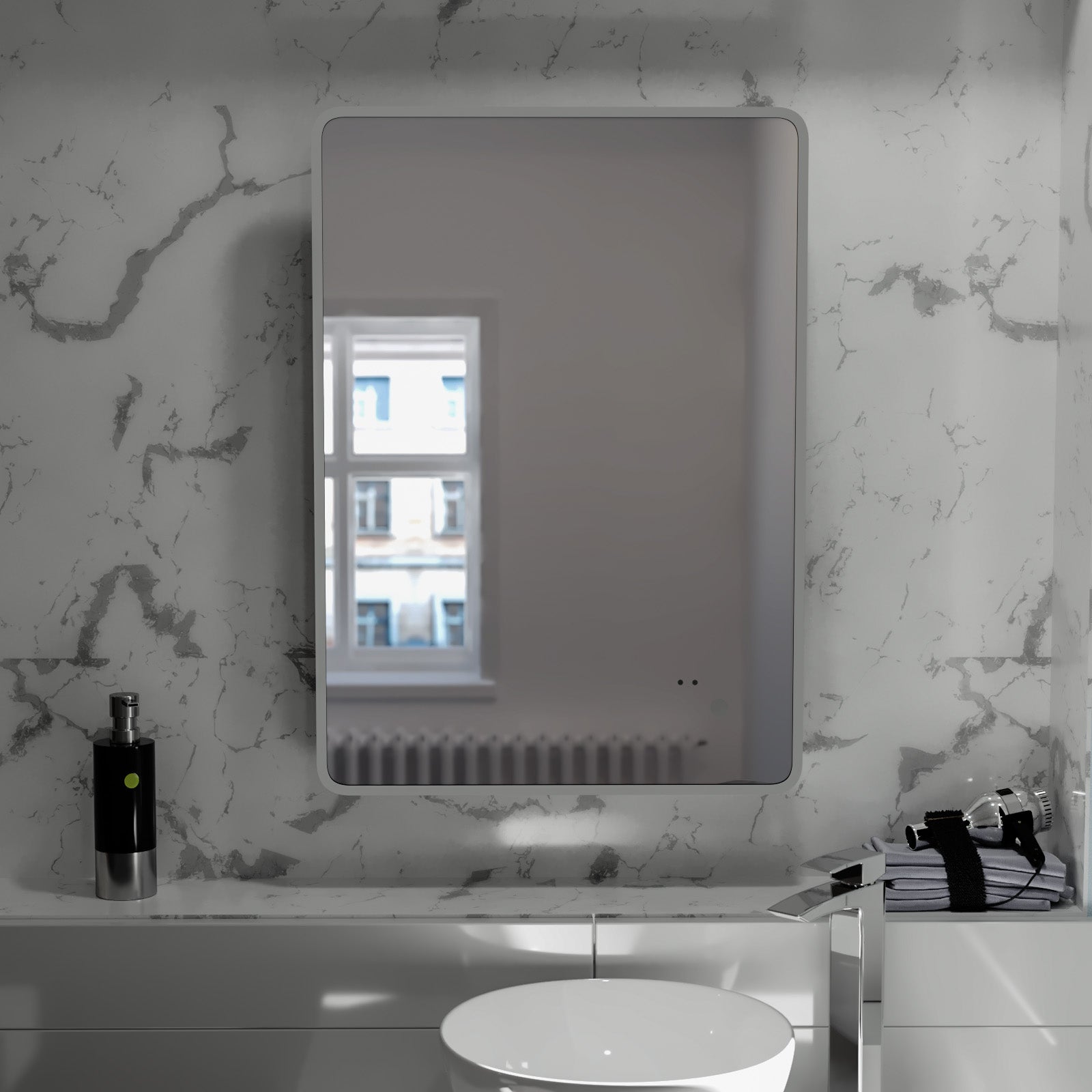 Motion Sensor Bathroom LED Mirror Shaver Socket Demister 500 x 700mm