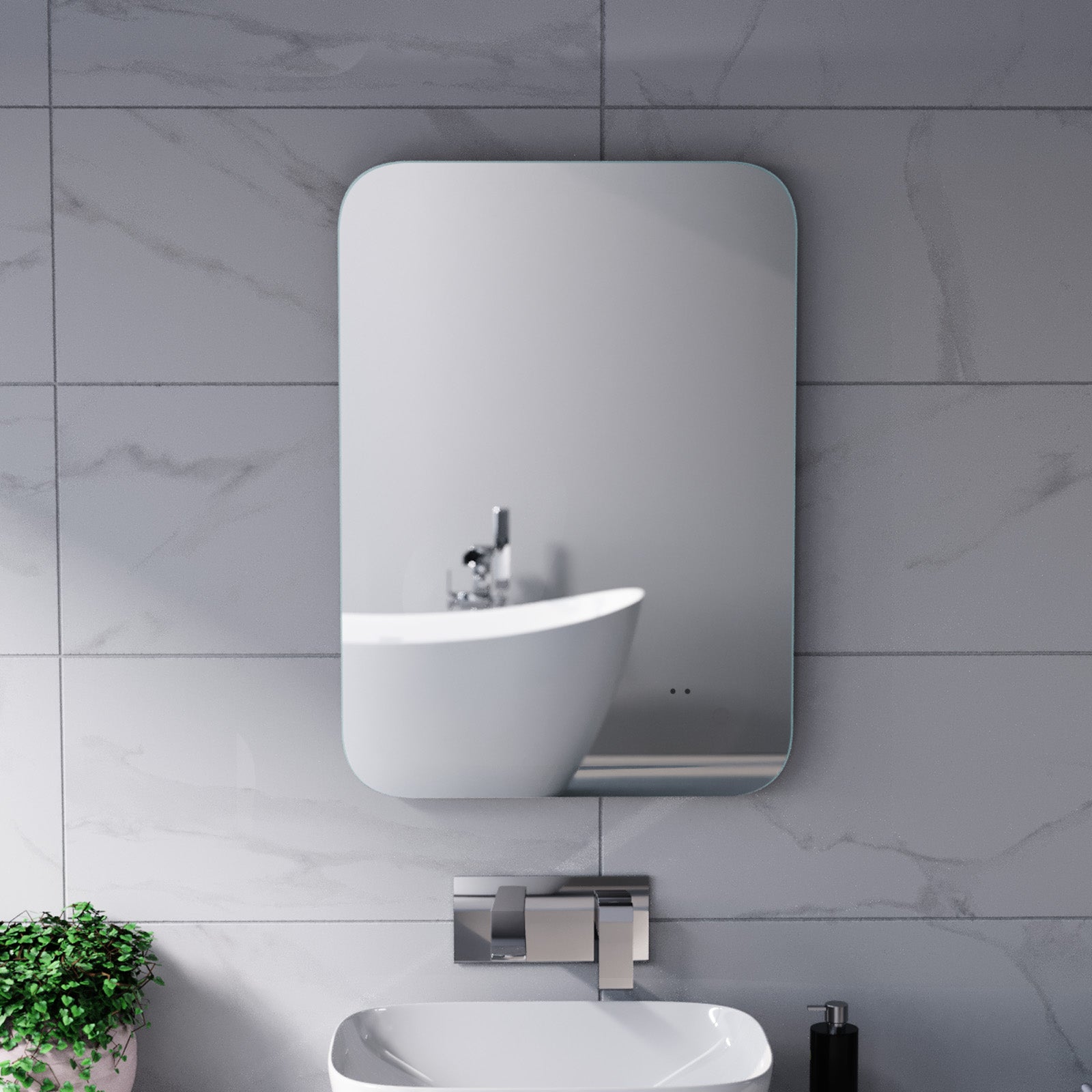 Motion Sensor Bathroom LED Mirror Shaver Socket Demister 500 x 700mm