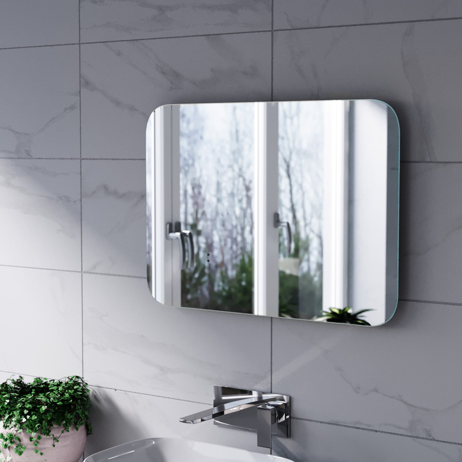 Motion Sensor Bathroom LED Mirror Shaver Socket Demister 500 x 700mm