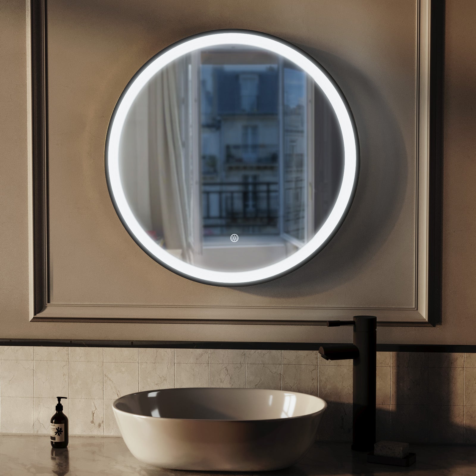 Kilsby Bathroom LED Mirror Demister Touch Sensor Lights Anti-fog Matte Black