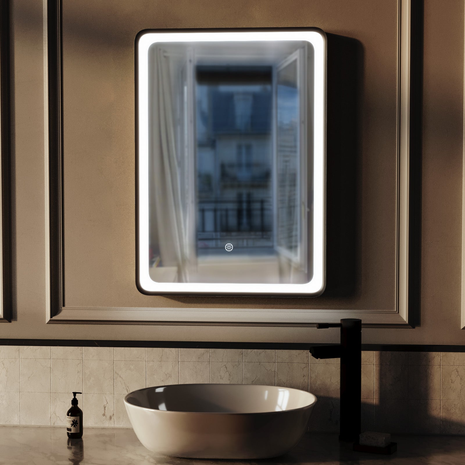 Herley Touch Sensor Bathroom LED Mirror Demister 500x700mm Matte Black