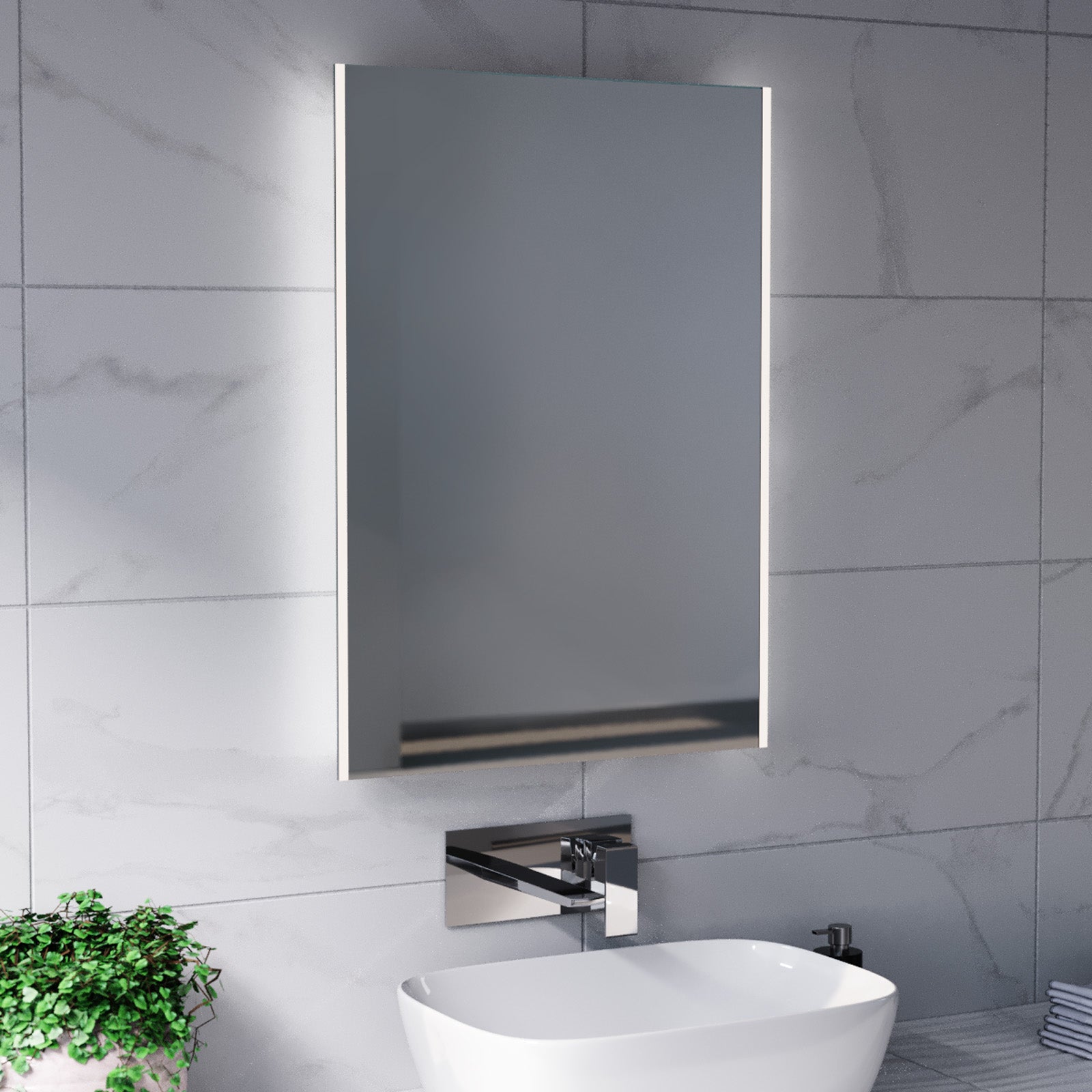 Large Battery Operated LED Backlit Illuminated Bathroom Mirror