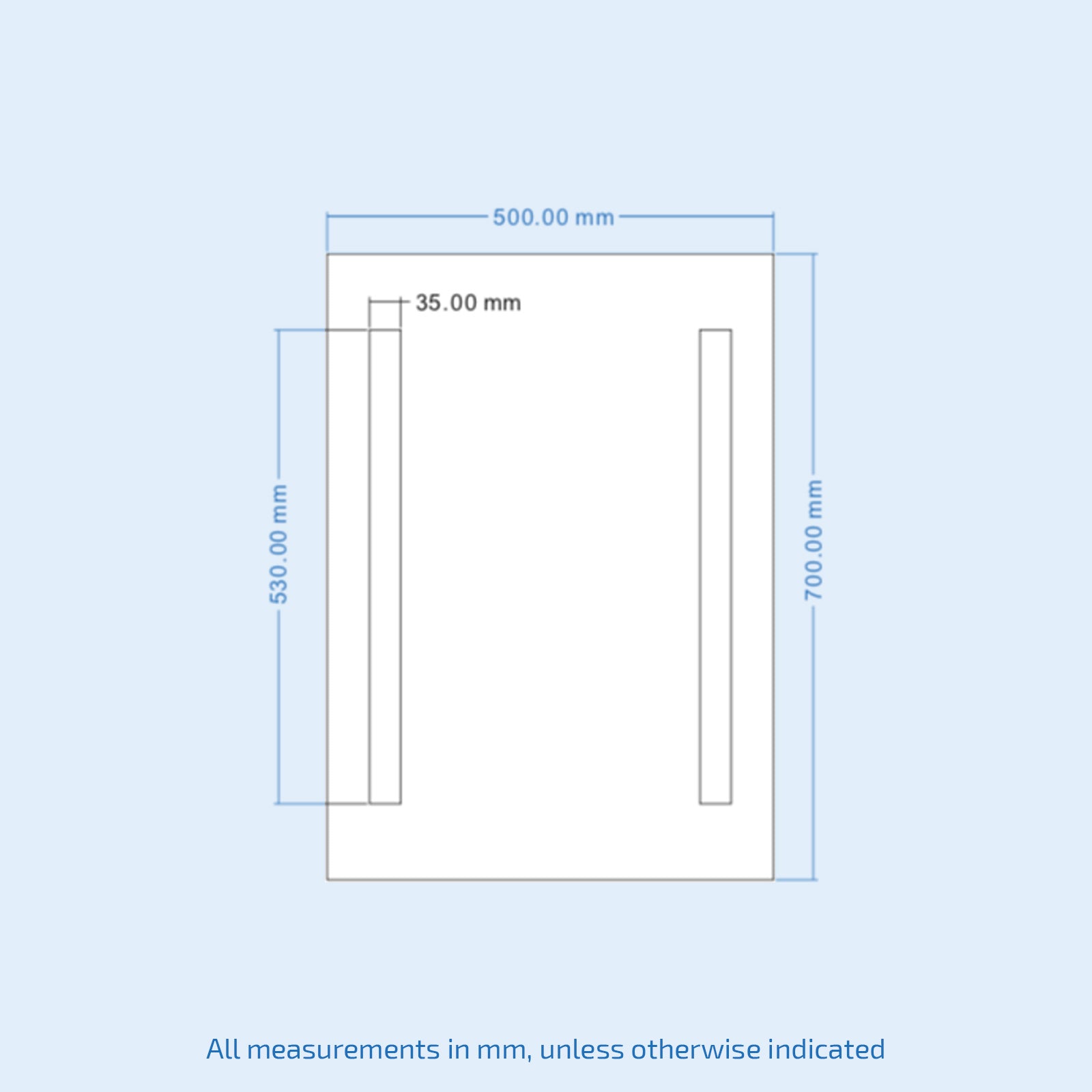 Lawerence Bathroom LED Mirror with Battery Powered Button Switch 500 x 700mm