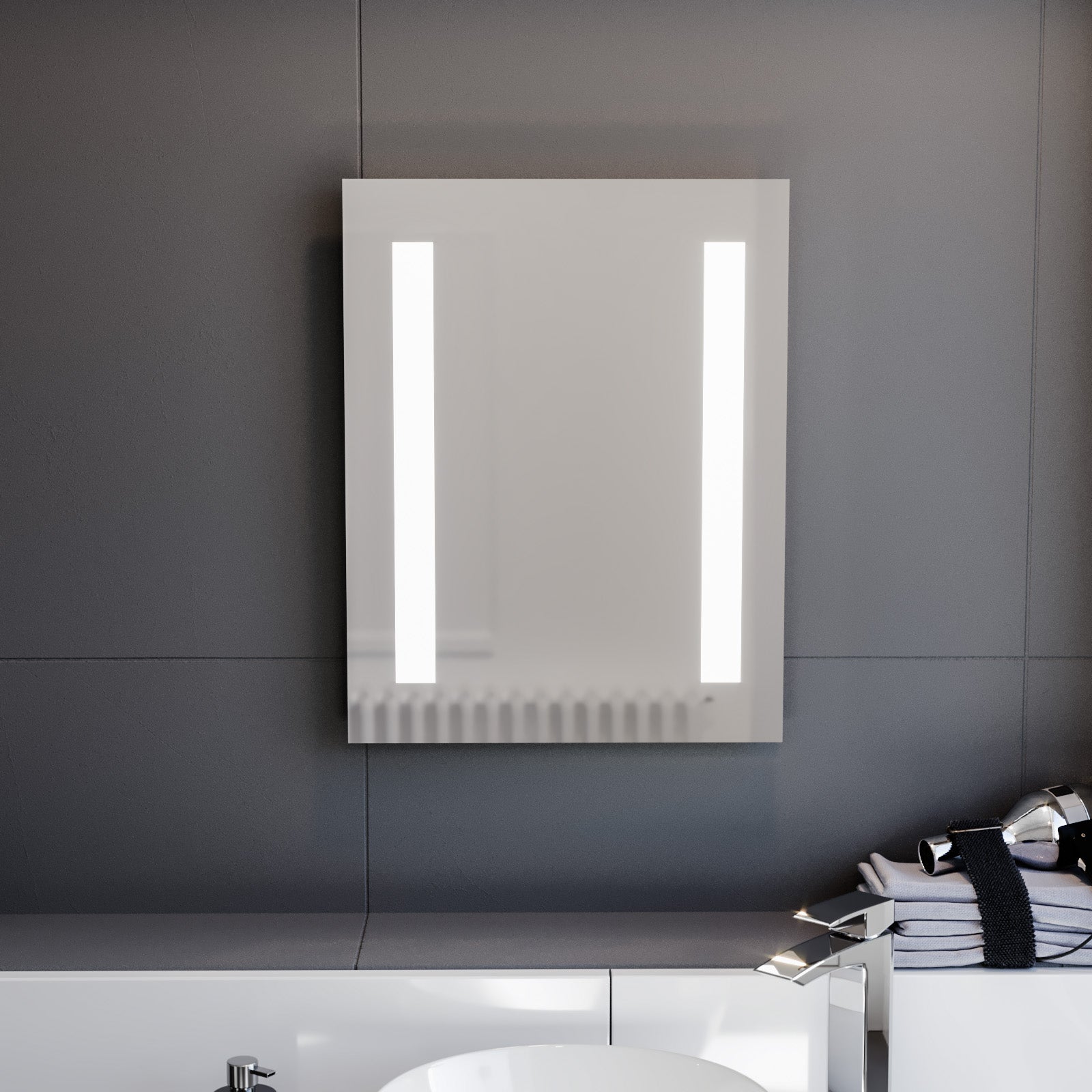 Lawerence Dual Bar LED 390 x 500mm Battery powered Bathroom Mirror