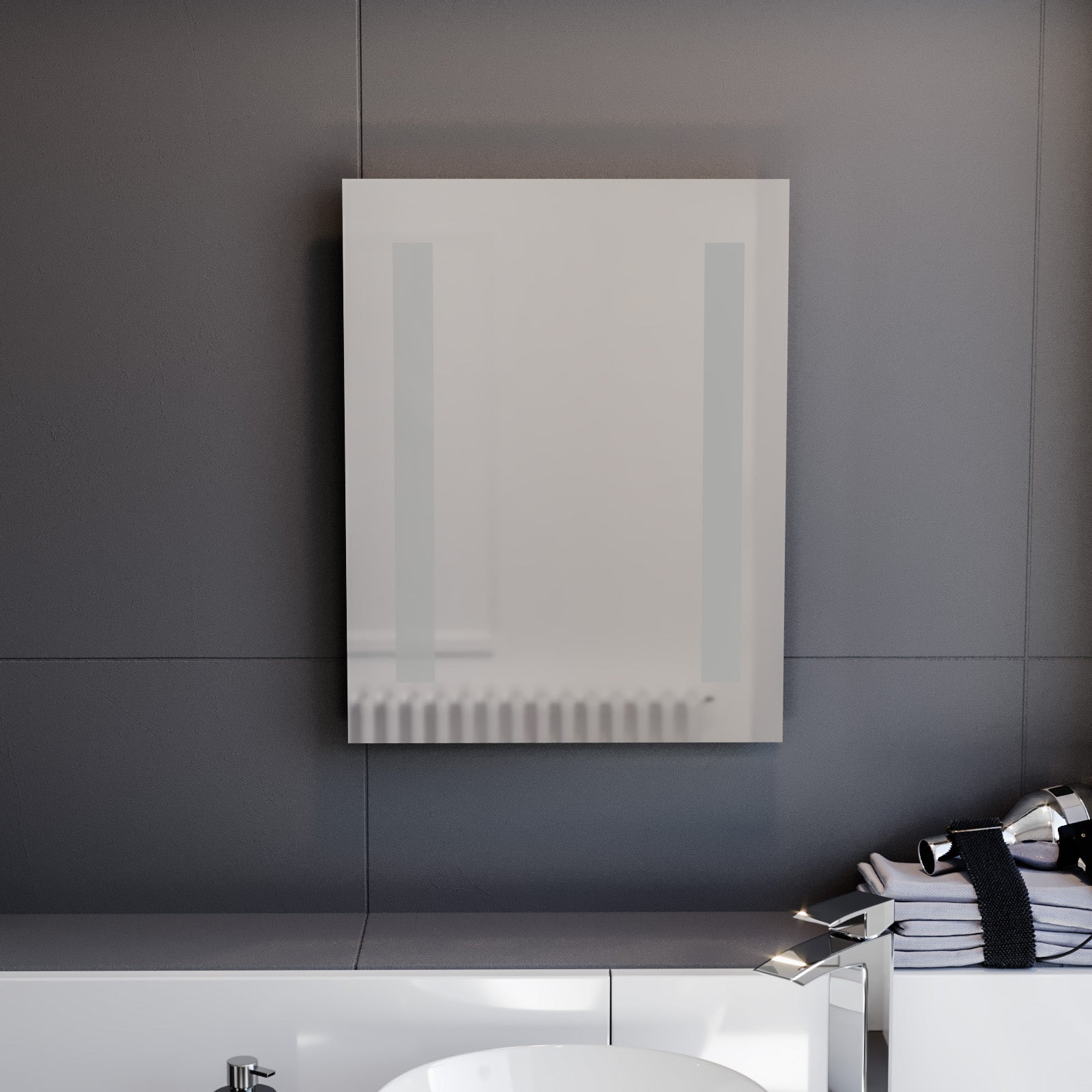 Lawerence Dual Bar LED 390 x 500mm Battery powered Bathroom Mirror