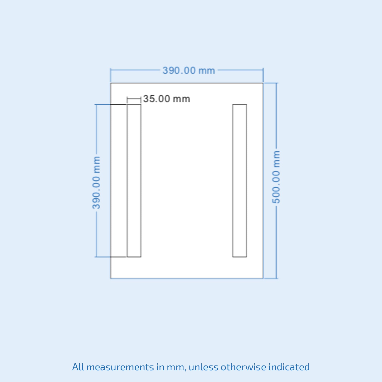 Lawerence Dual Bar LED 390 x 500mm Battery powered Bathroom Mirror