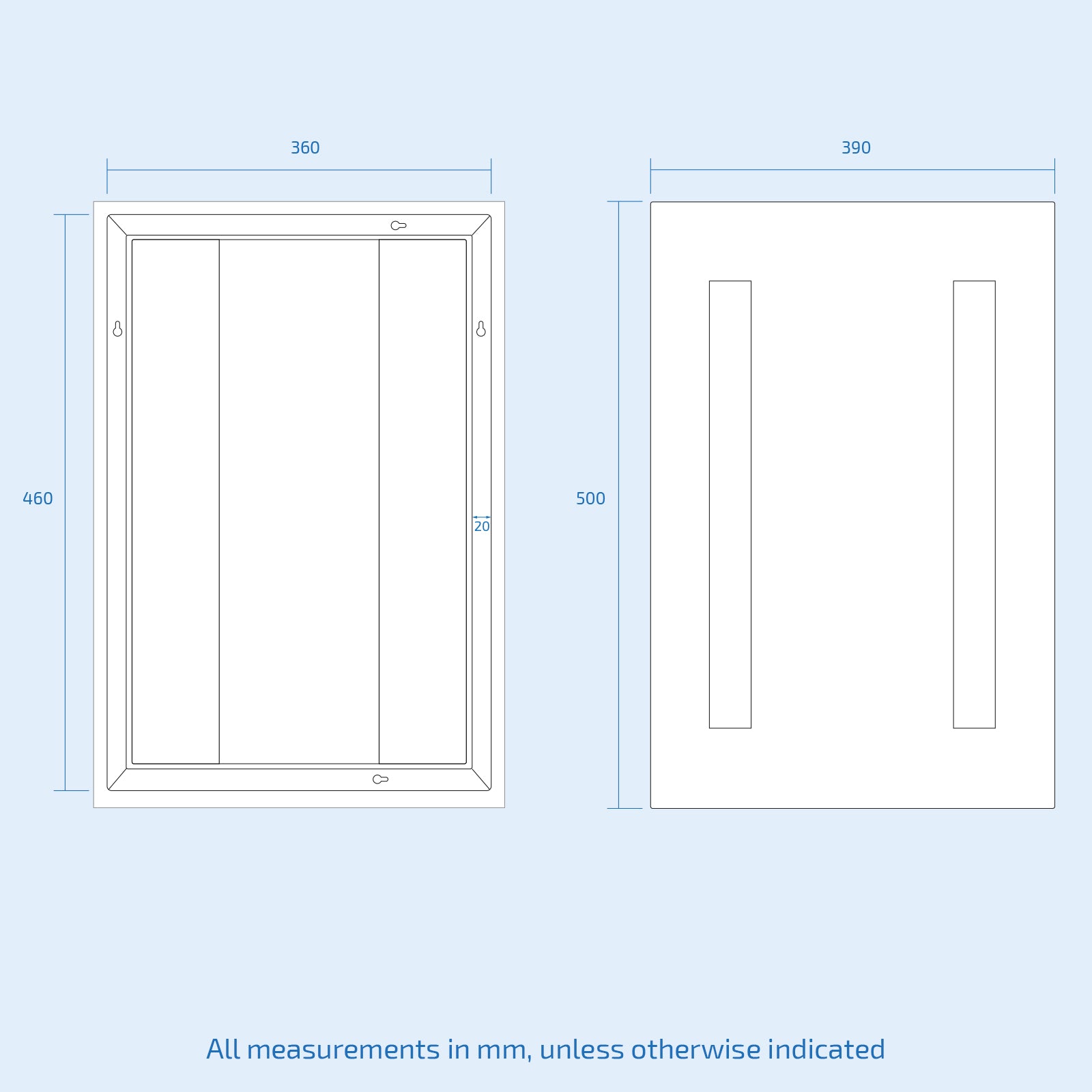 Lawerence Dual Bar LED 390 x 500mm Battery powered Bathroom Mirror