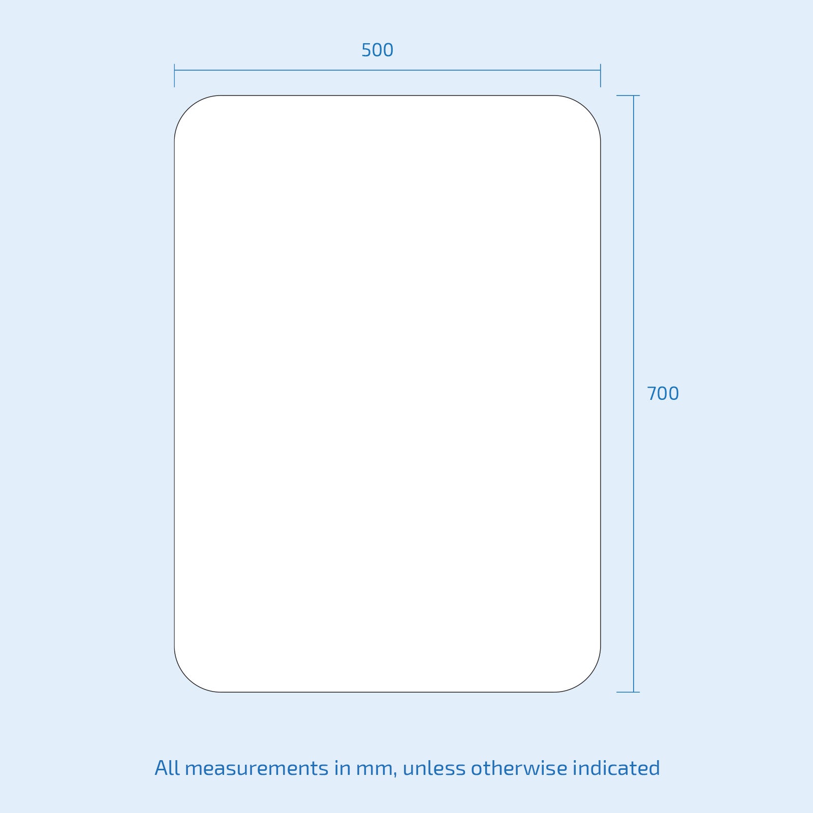 Bathroom LED Mirror With Battery Powered Button Switch 500 x 700mm