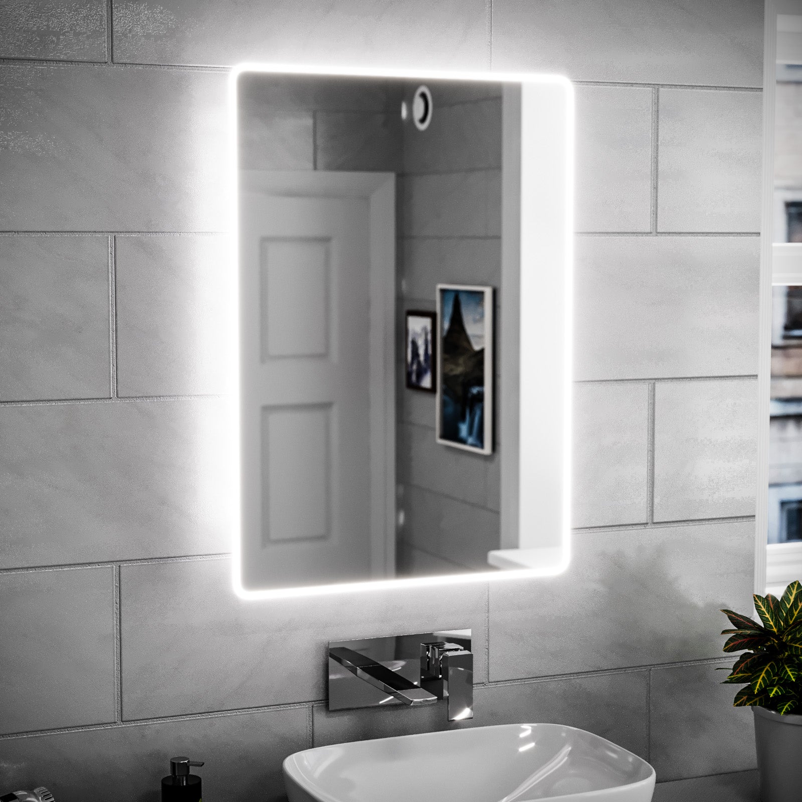 LED 500mm x 700mm Modern Battery powered Bathroom Mirror