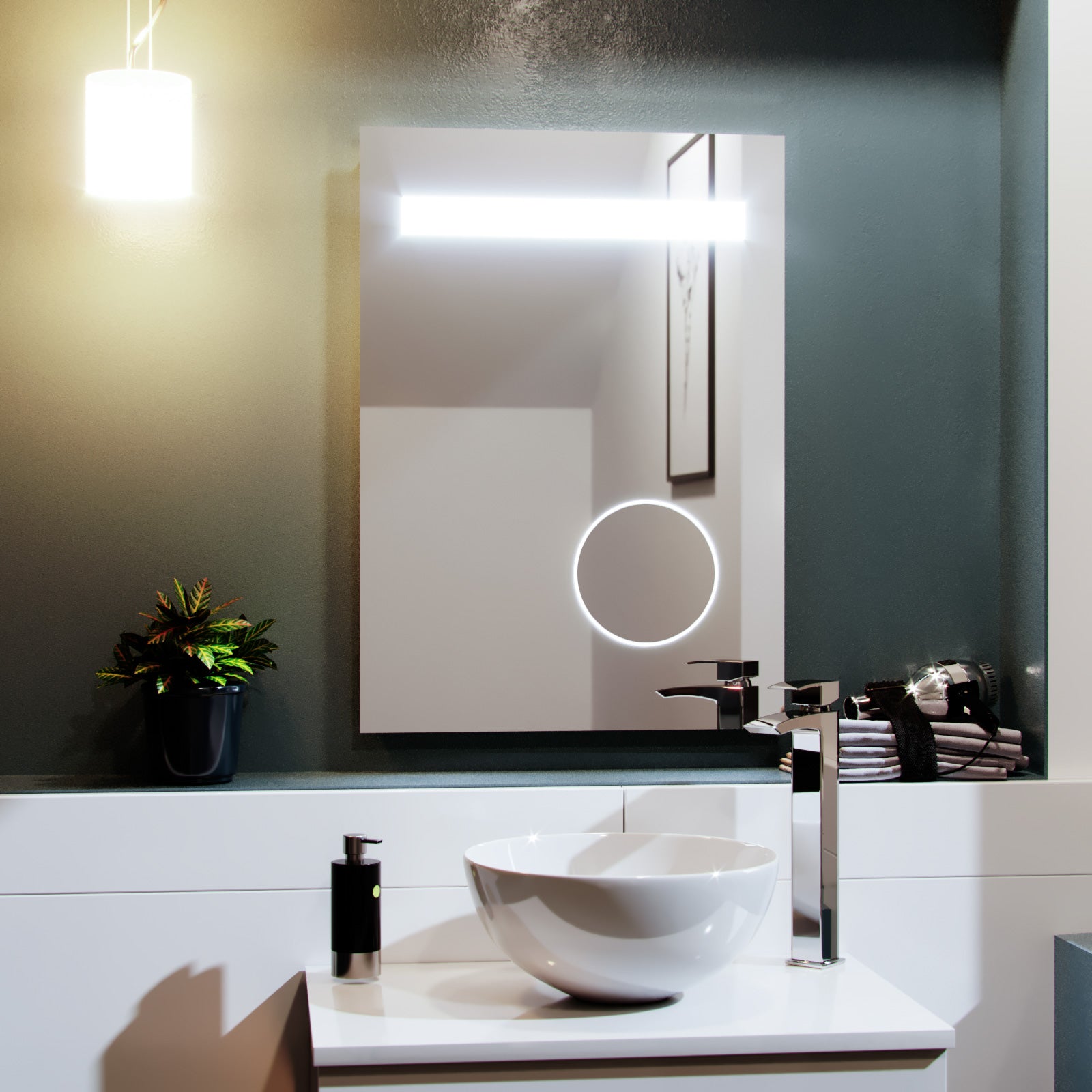 LED 500 X 700mm Straight Corner Bathroom Magnifying Mirror