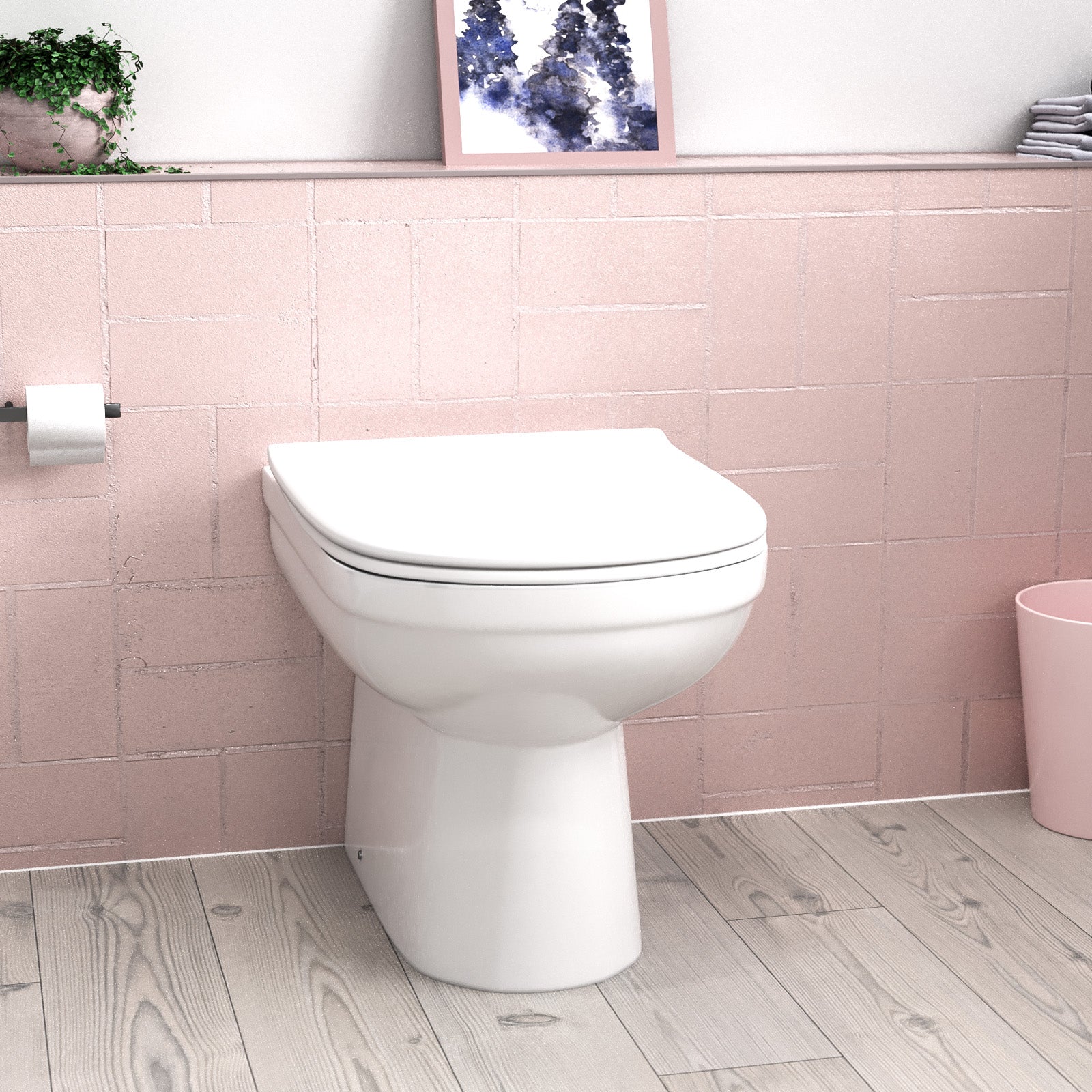 Back to Wall Modern White Ceramic Toilet Pan with Soft Closed Seat