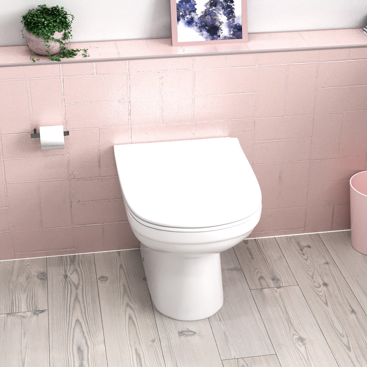 Haden Modern Back to Wall Rimless Toilet and Soft Close Seat White