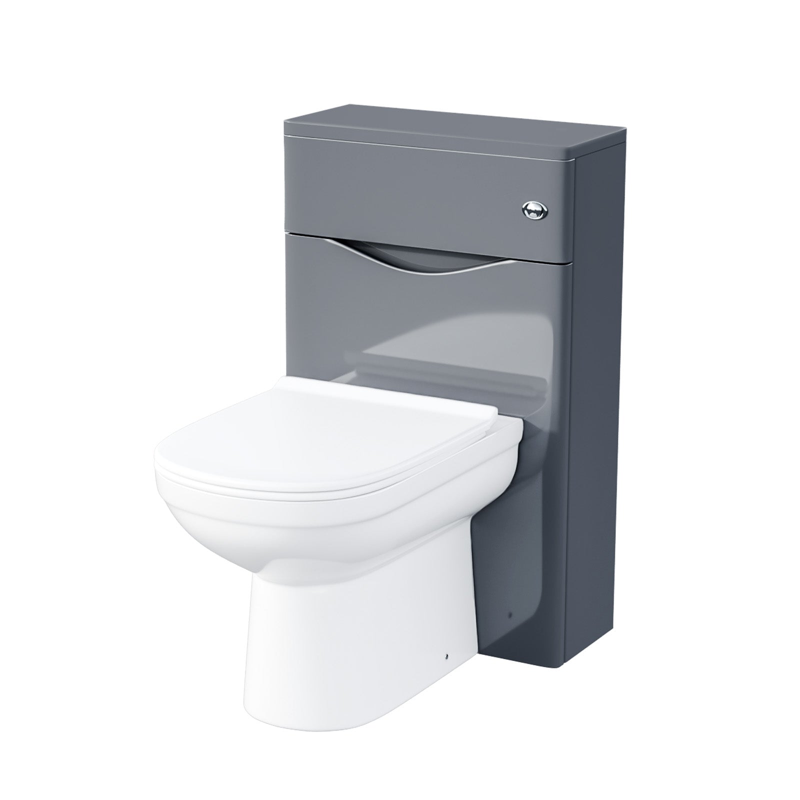 Merton Modern Back To Wall Toilet Pan and WC Unit Soft Close Seat Steel Grey