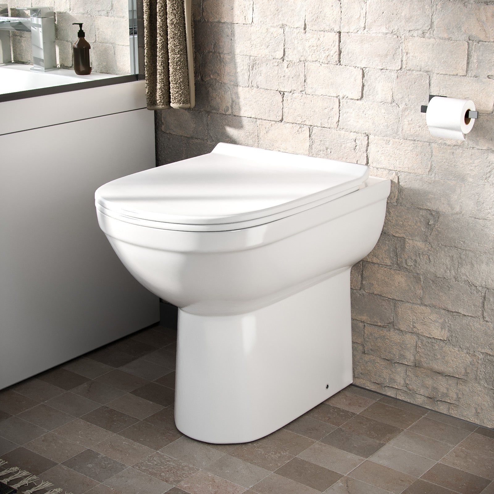 Nino High Gloss White Back To Wall Toilet Pan and Soft Close Toilet Seat