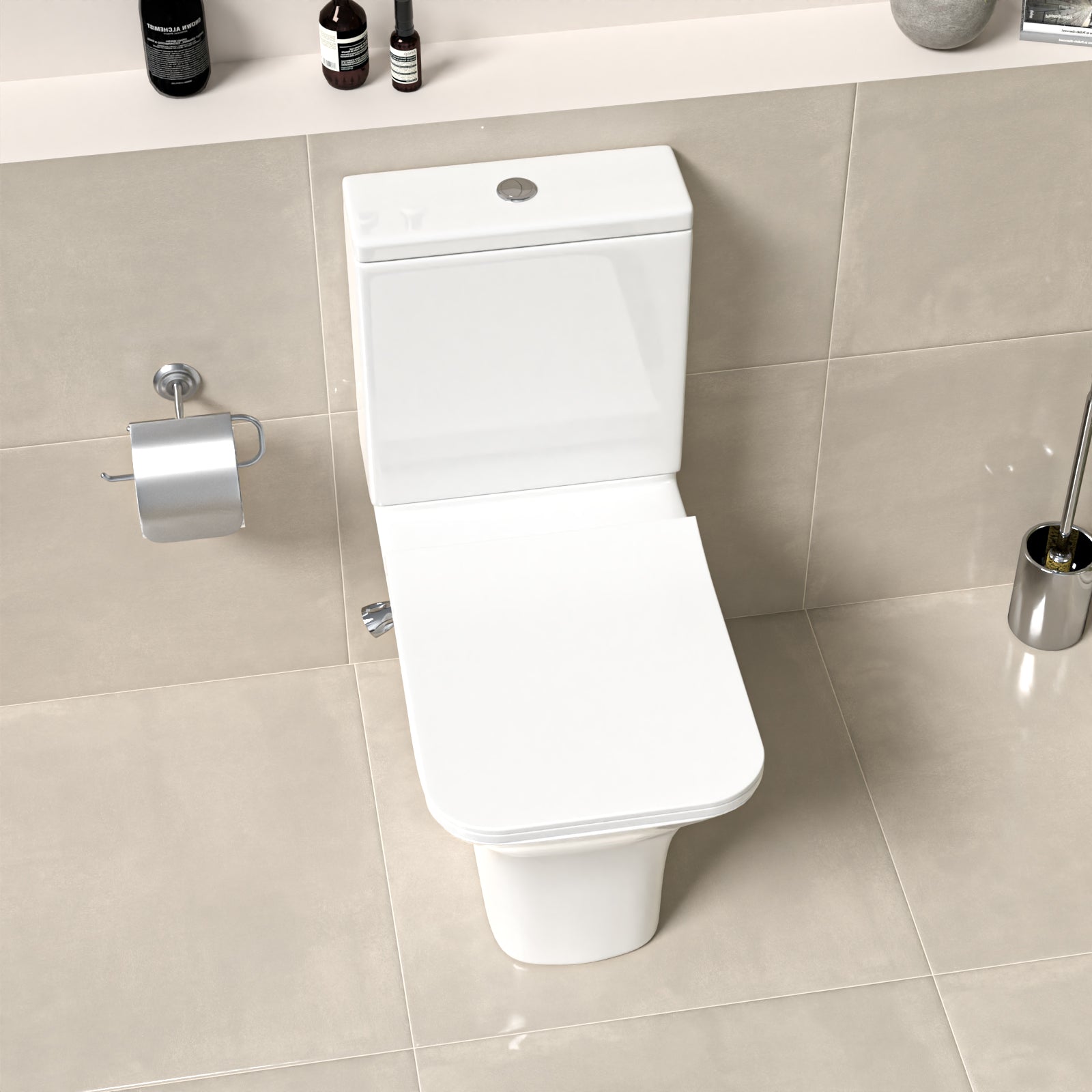 Square Tornado Close Coupled Toilet Pan with Integrated Bidet