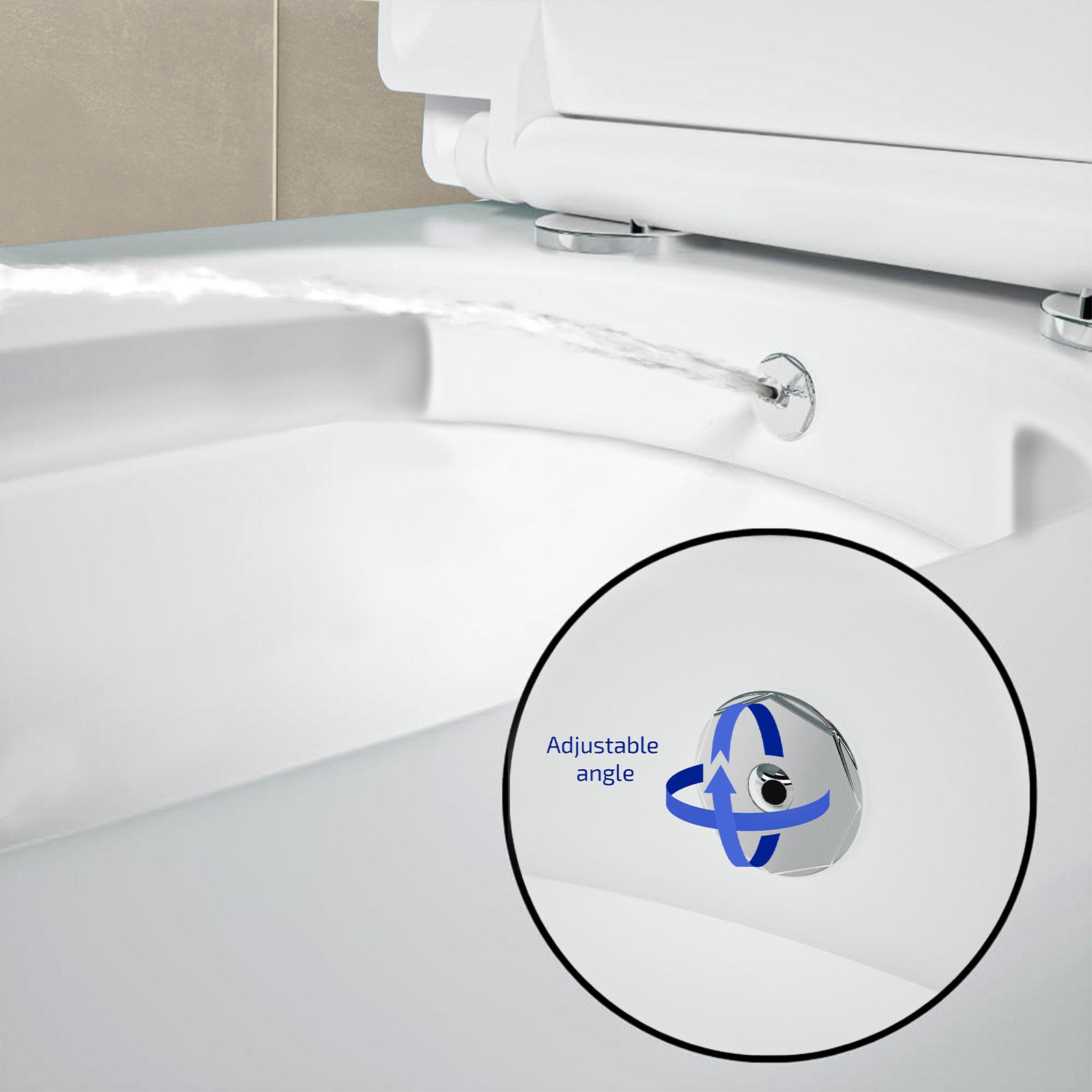 Square Tornado Close Coupled Toilet Pan with Integrated Hot Cold Bidet