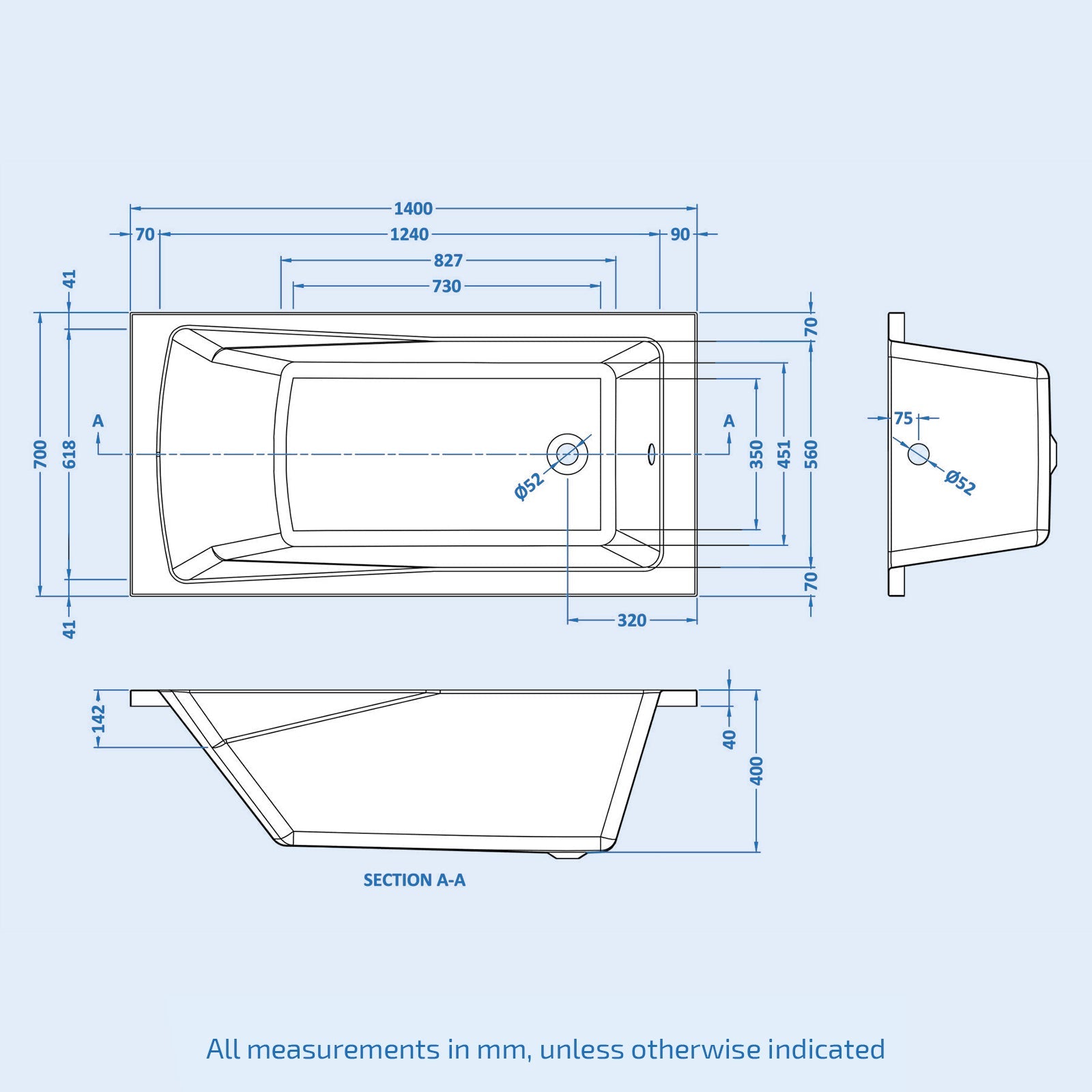 Small Bathroom Suite - Ellen Vanity Set with WC Unit, Back To Wall Toilet & 1400mm Bath