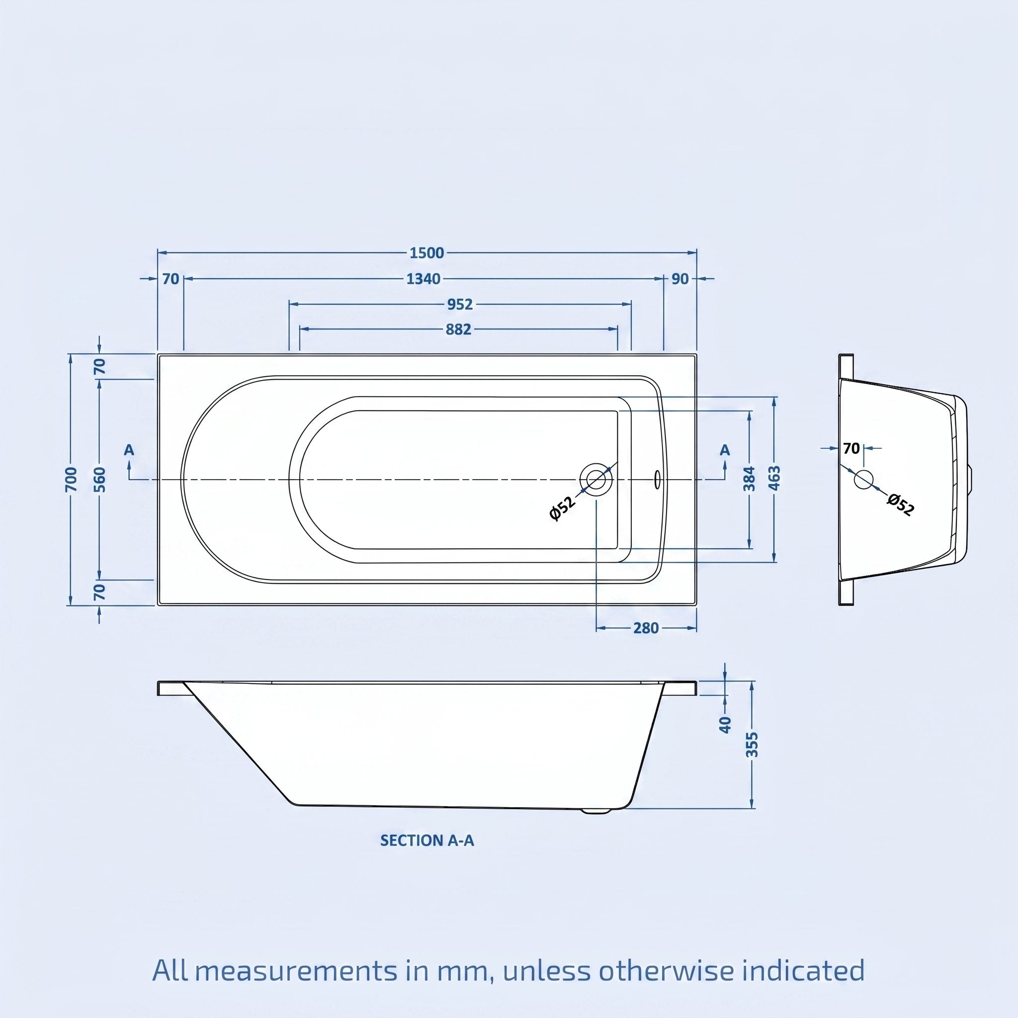Small Bathroom Suite - Nanuya 400mm Matt Grey Cloakroom Basin Vanity Unit with Close Coupled Toilet & 1500mm Steel Enamel Bath with Handles