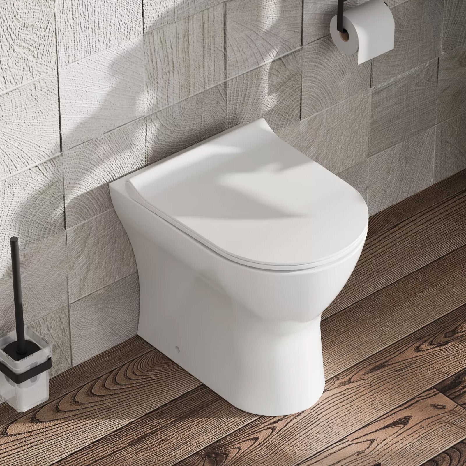 Back to Wall Rimless Toilet Pan With Soft Close Seat - White