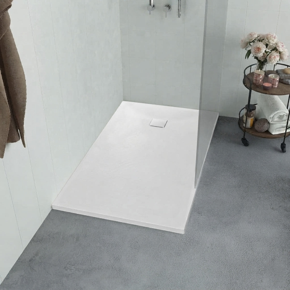 Matte White 1200 x 760mm Rectangular Polymarble Shower Tray