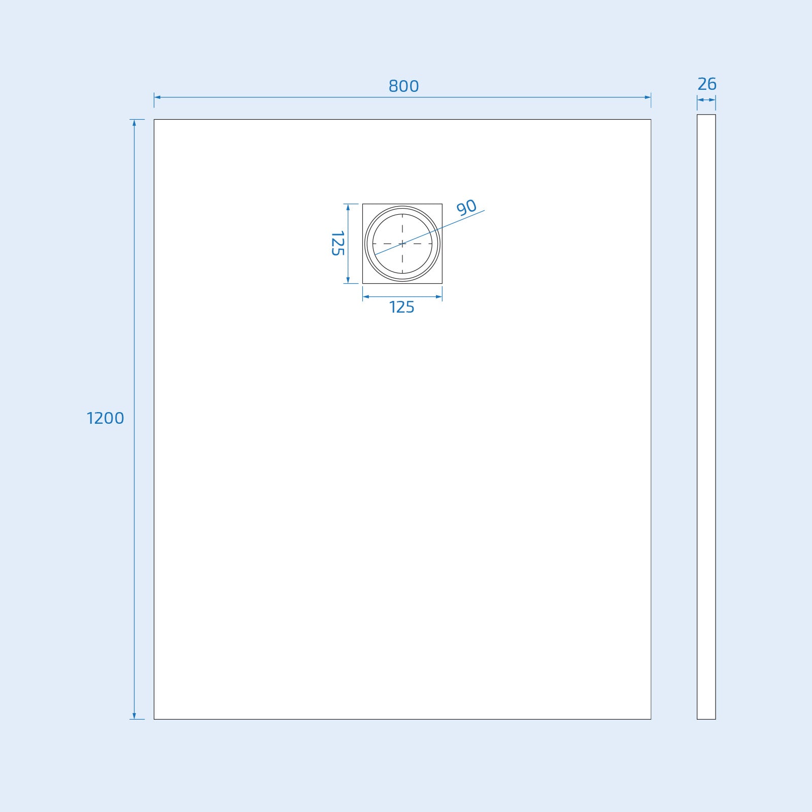 Matte White 1200 x 800mm Rectangular Polymarble Shower Tray