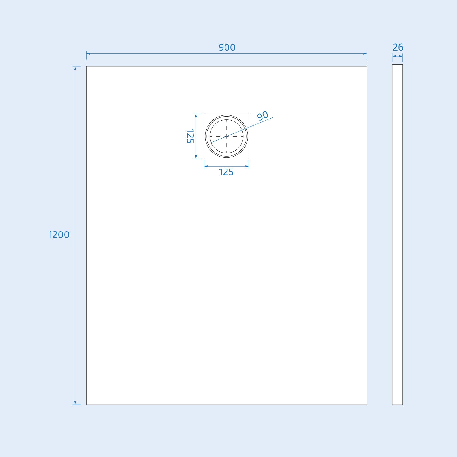 Matte White 1200 x 900mm Rectangular Polymarble Shower Tray