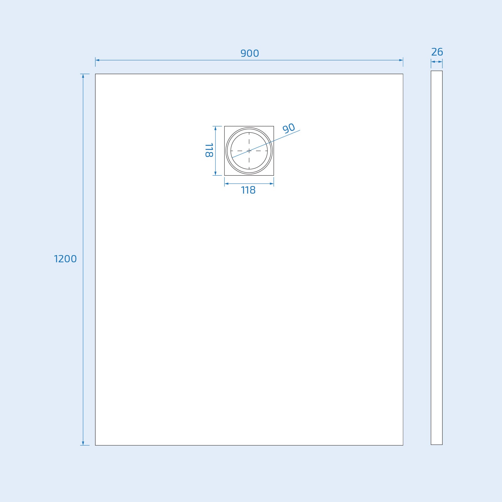 Matte White 1200 x 900 mm Rectangular SMC Shower Tray