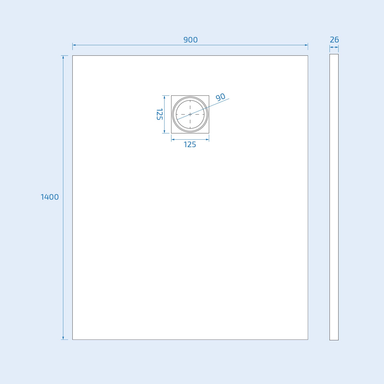 Matte White 1400 x 900mm Rectangular Polymarble Shower Tray