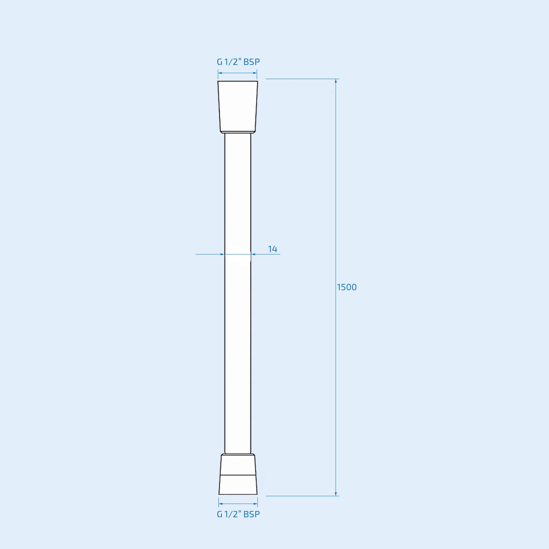 Smooth Brushed Brass 1.5m PVC Flexible Shower Hose with Brass Connectors