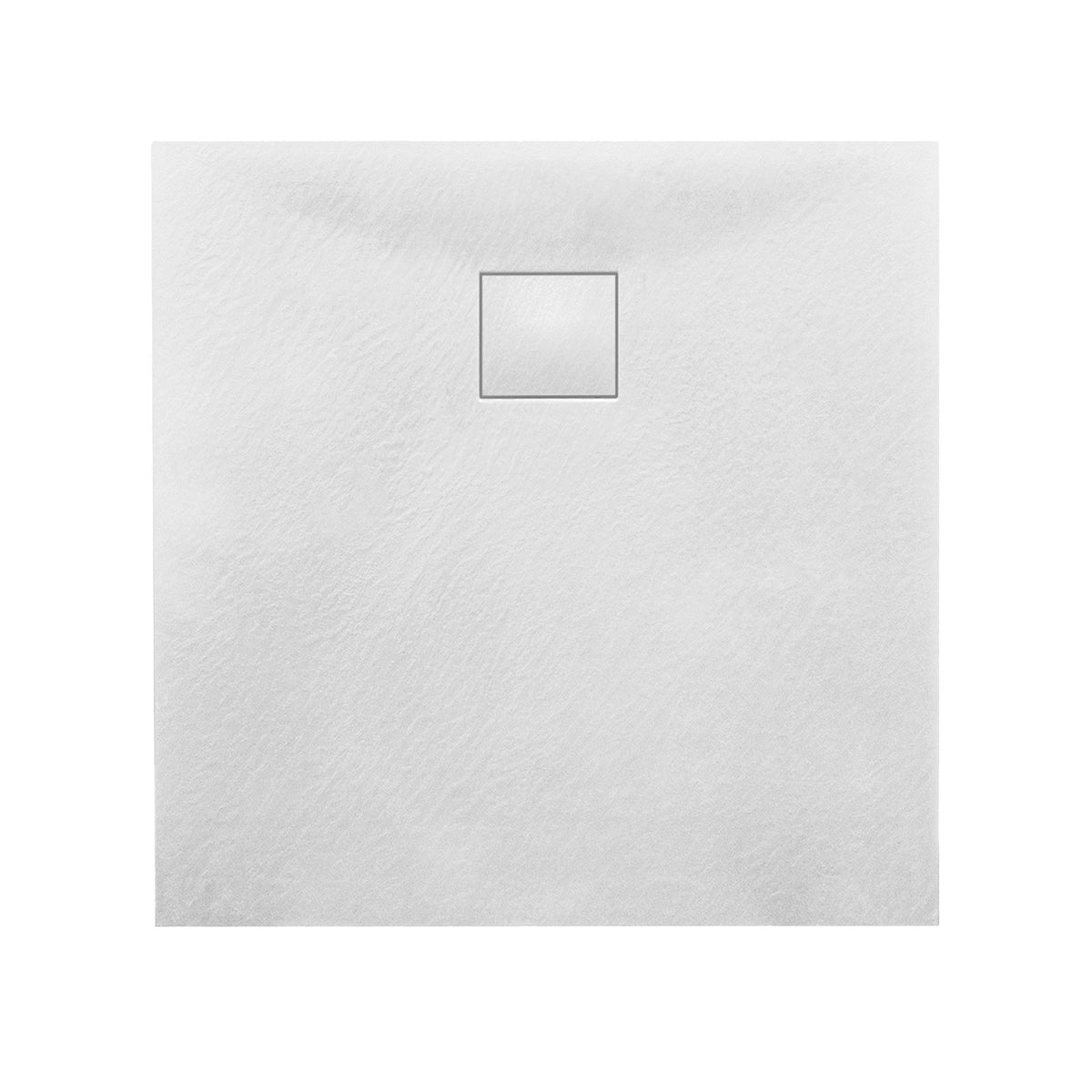 Matte White 700 x 700mm Rectangular Polymarble Shower Tray With Waste