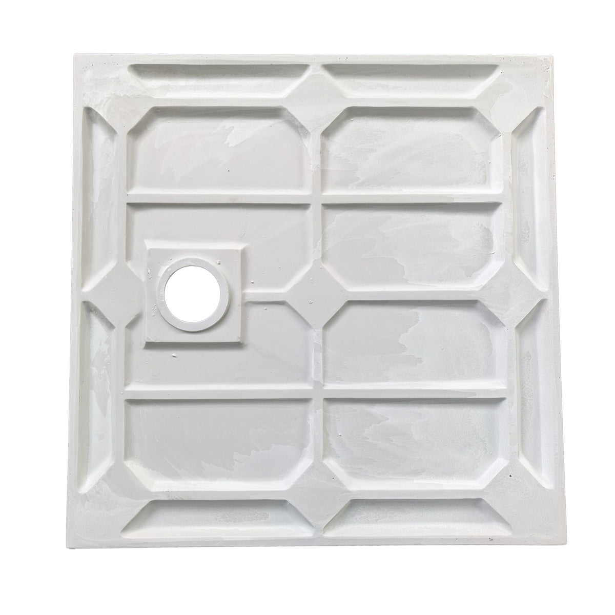 Matte White 800 x 800mm Rectangular Polymarble Shower Tray With Waste