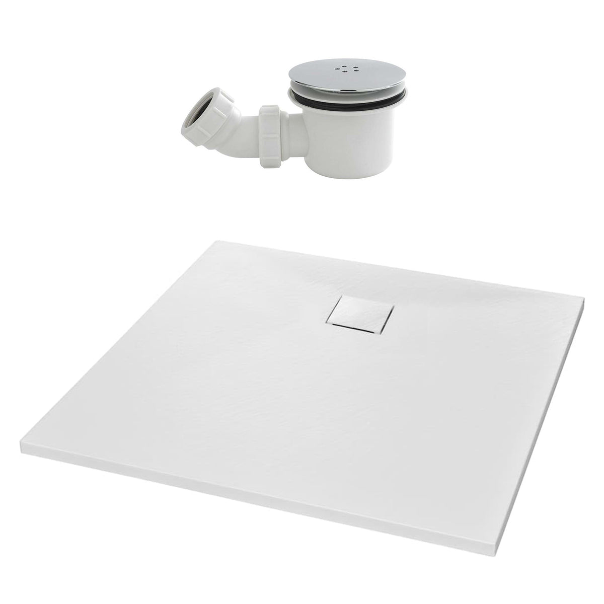 Matte White 800 x 800 mm Square SMC Shower Tray With Waste
