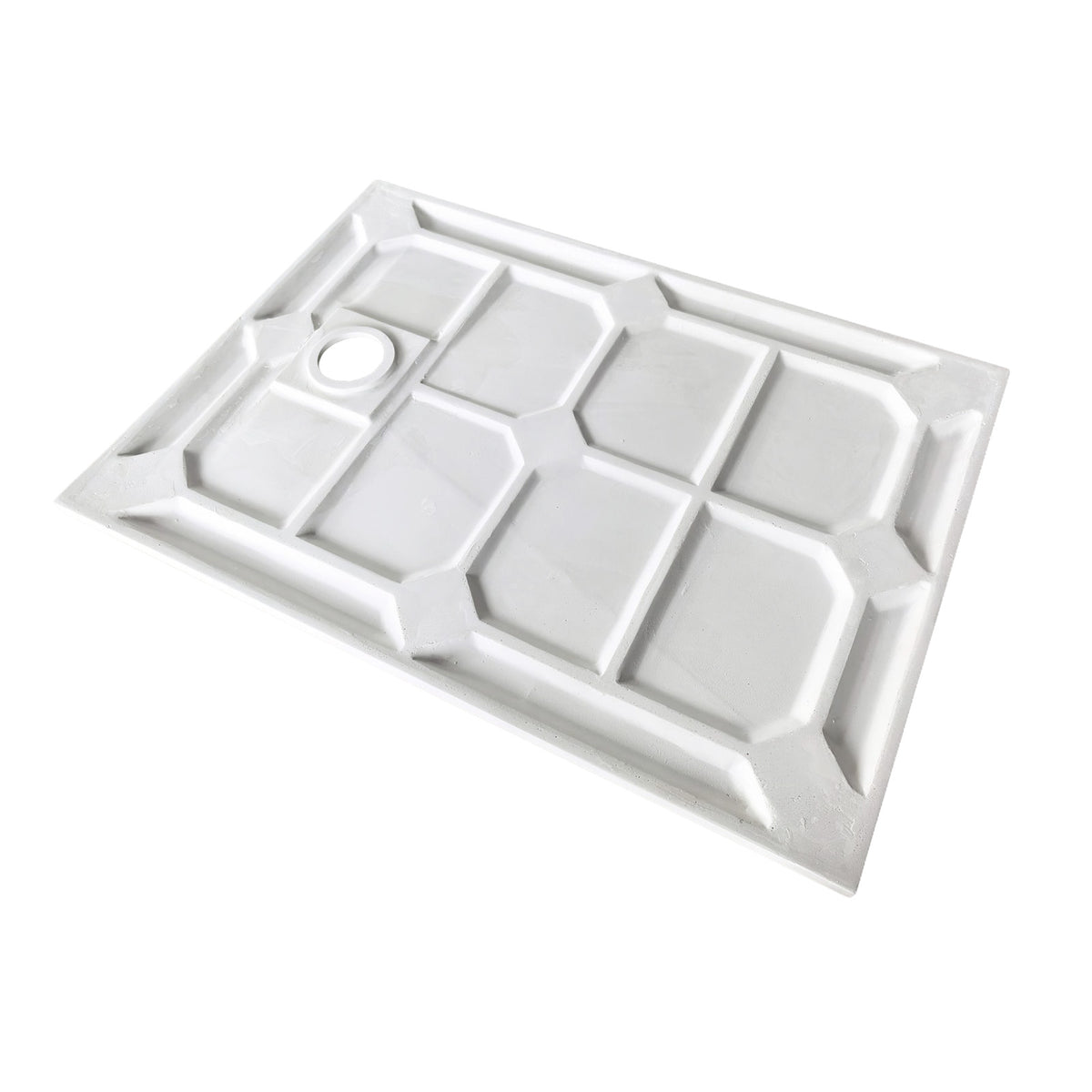 Matt White 900 x 700mm Rectangular Polymarble Shower Tray With Waste