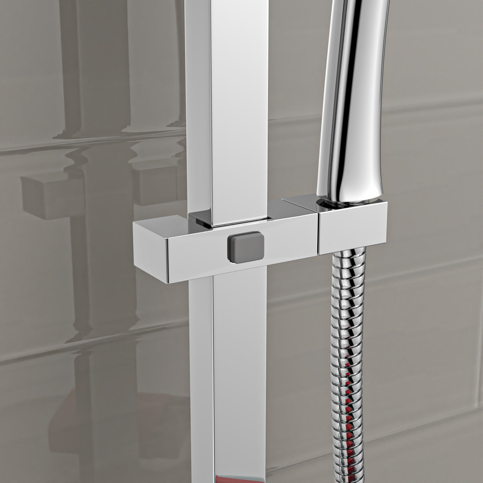 Square ABS Adjustable Showerhead Holder Slider Bracket Chrome