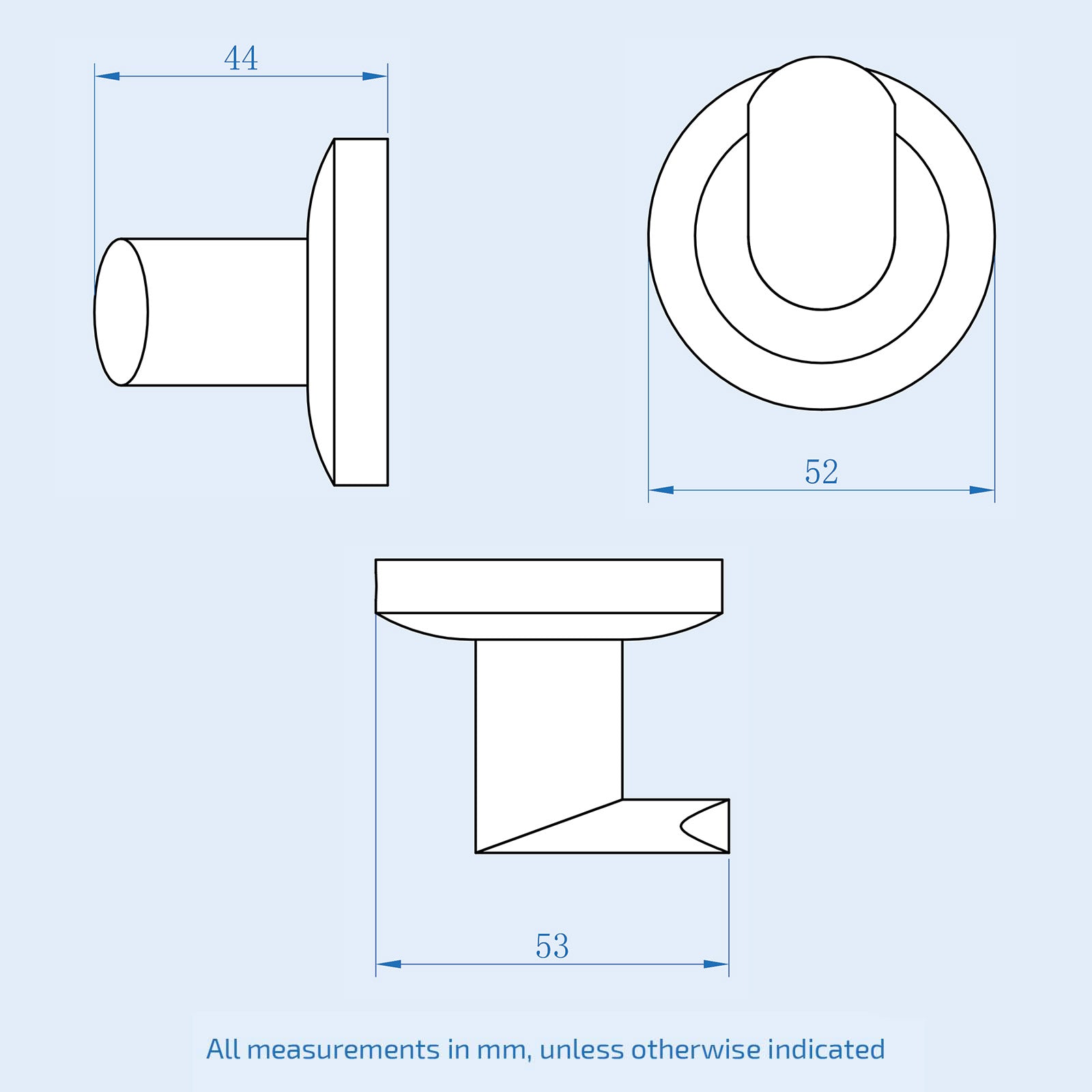 Brushed Brass Round Robe Hook - Set of 4
