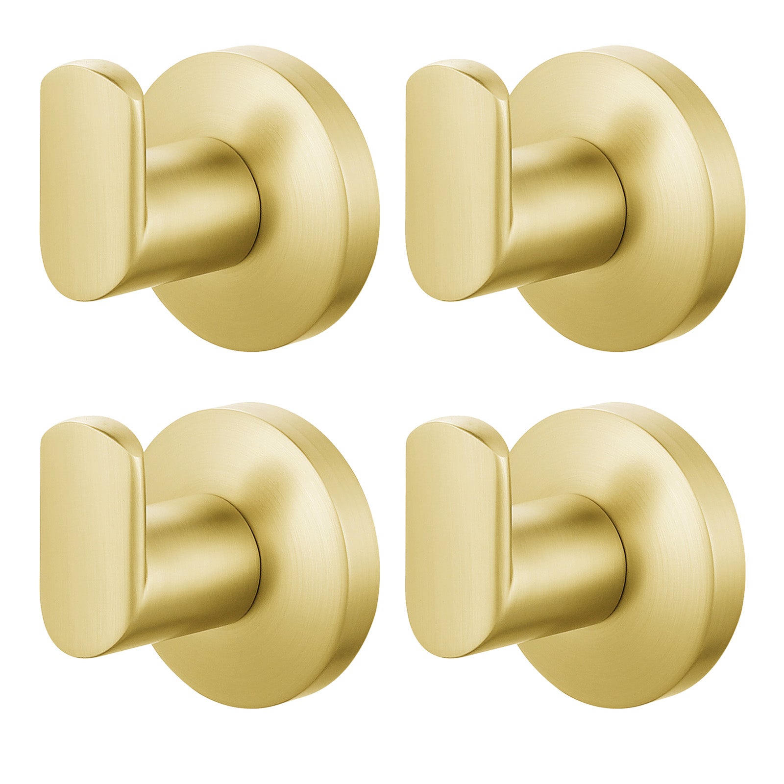 Brushed Brass Round Robe Hook - Set of 4