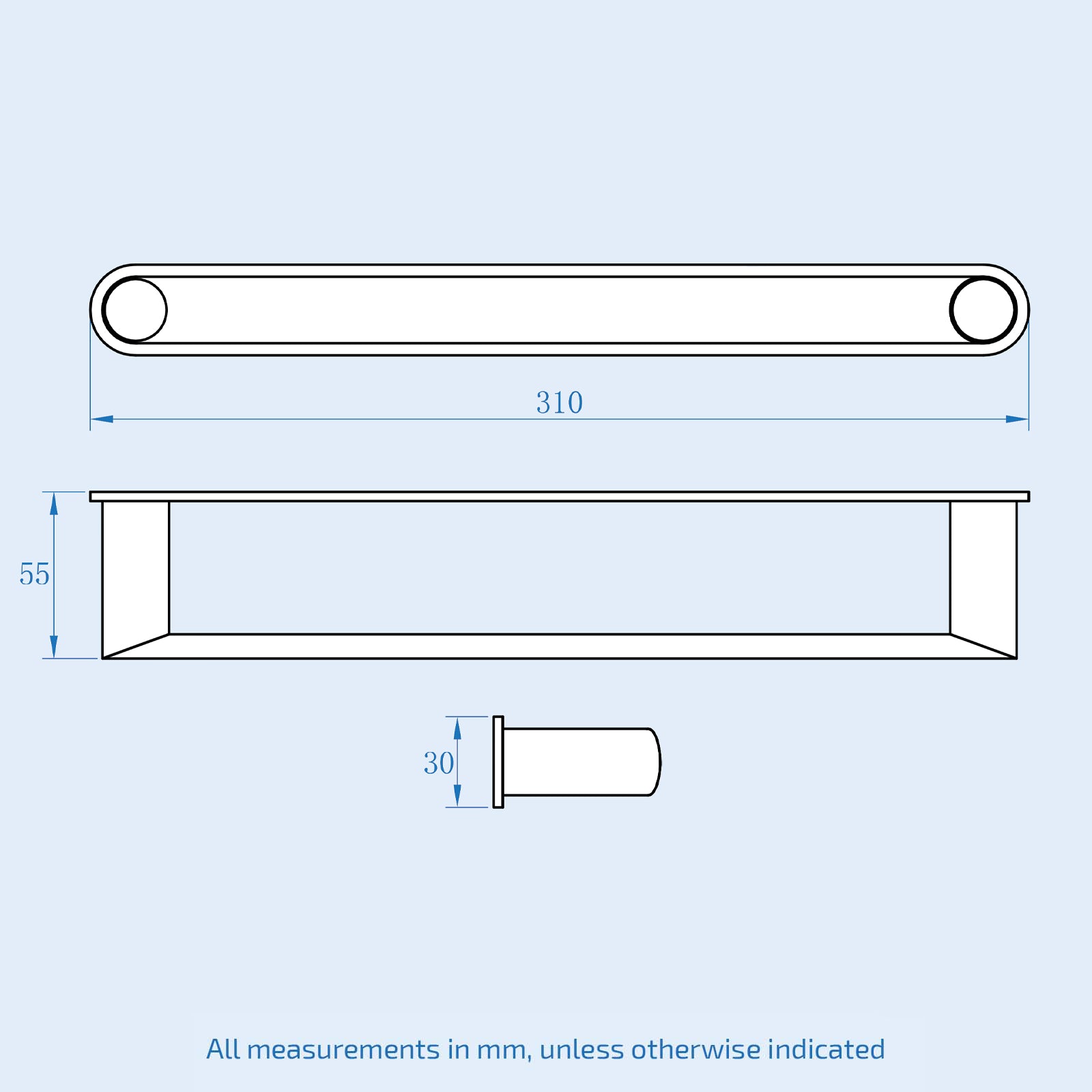 Matte Black Modern Round Towel Bar Rail Holder