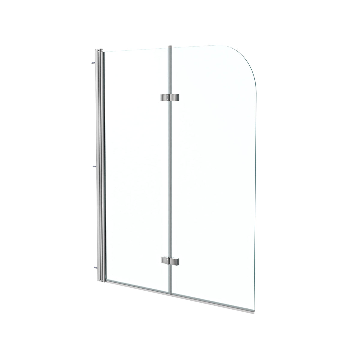 Hinged 1200 x 1400mm Bathtub Screen, 6mm Tempered Glass - Aluminium