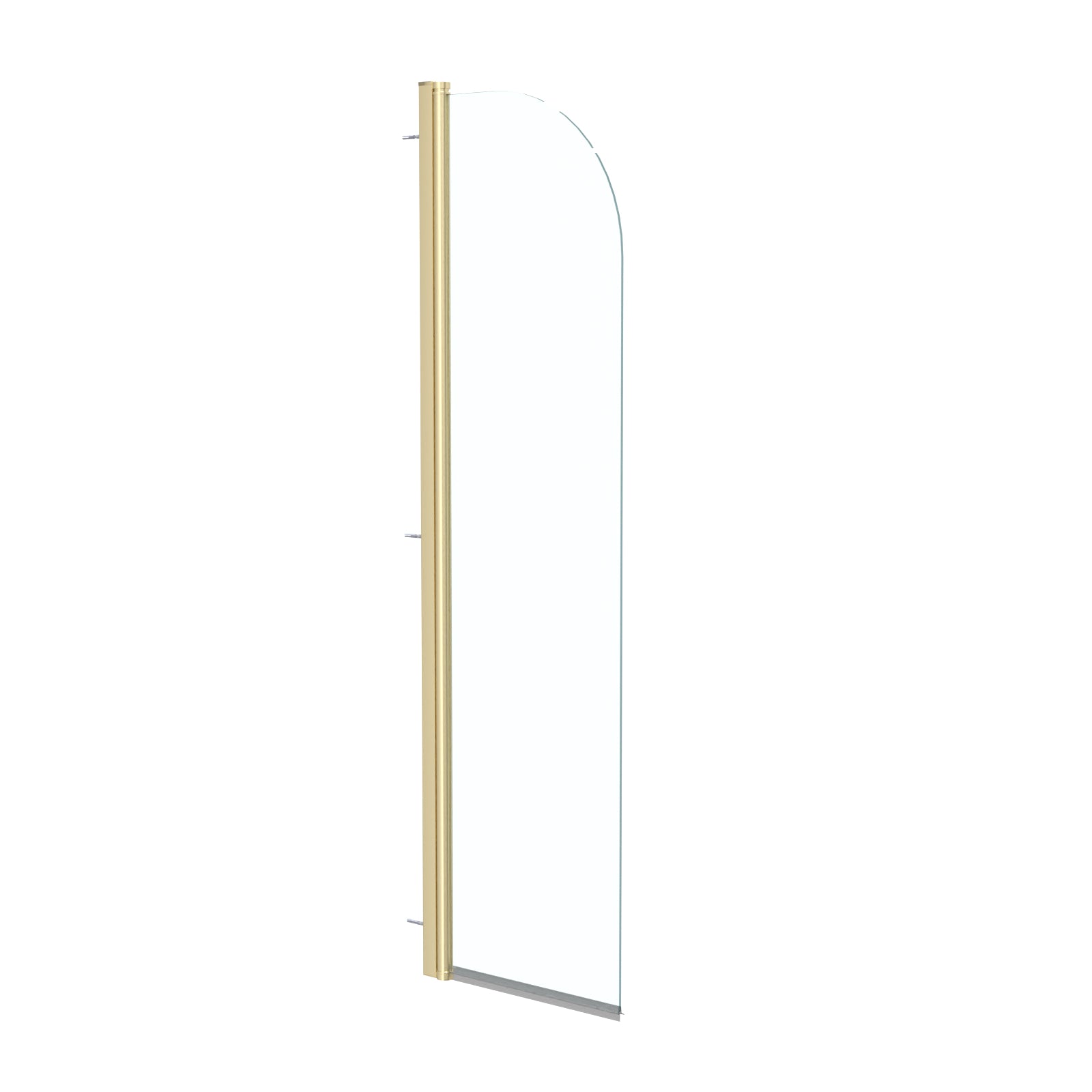 Hinged 400 x 1400mm Bathtub Screen, 5mm Tempered Glass - Brushed Brass