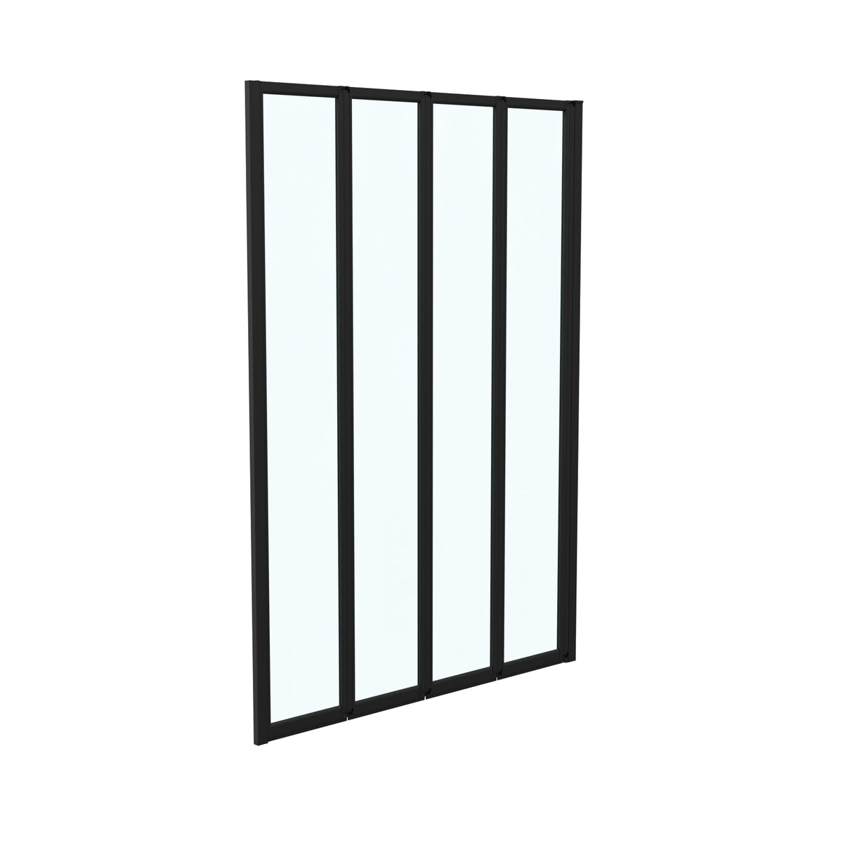1000x1400mm Bathtub Screen, 4mm Clear Glass - Black Aluminium