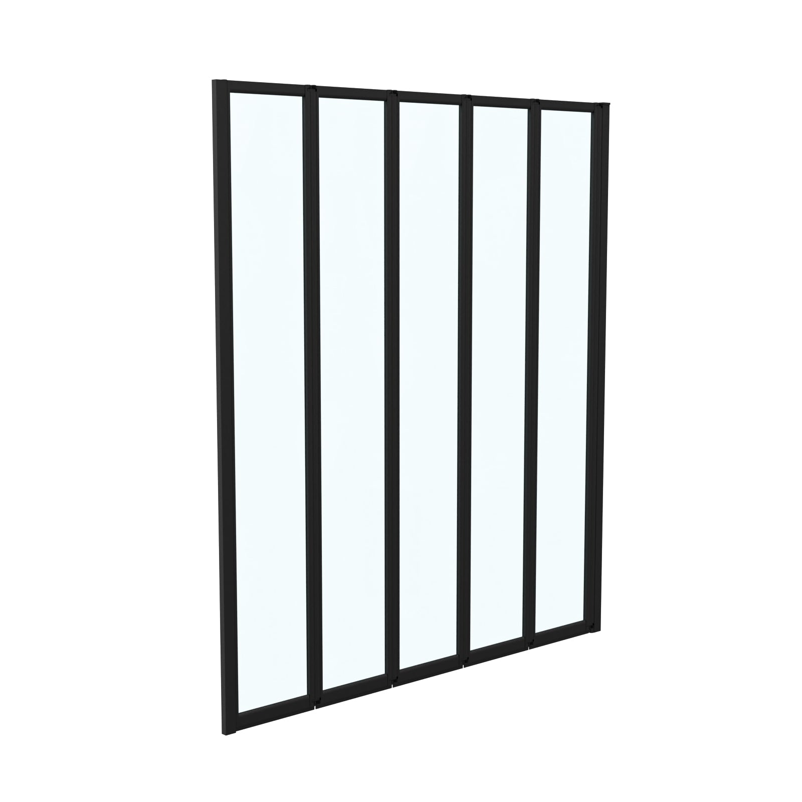 1200x1400mm Bathtub Screen, 4mm Clear Glass - Black Aluminium