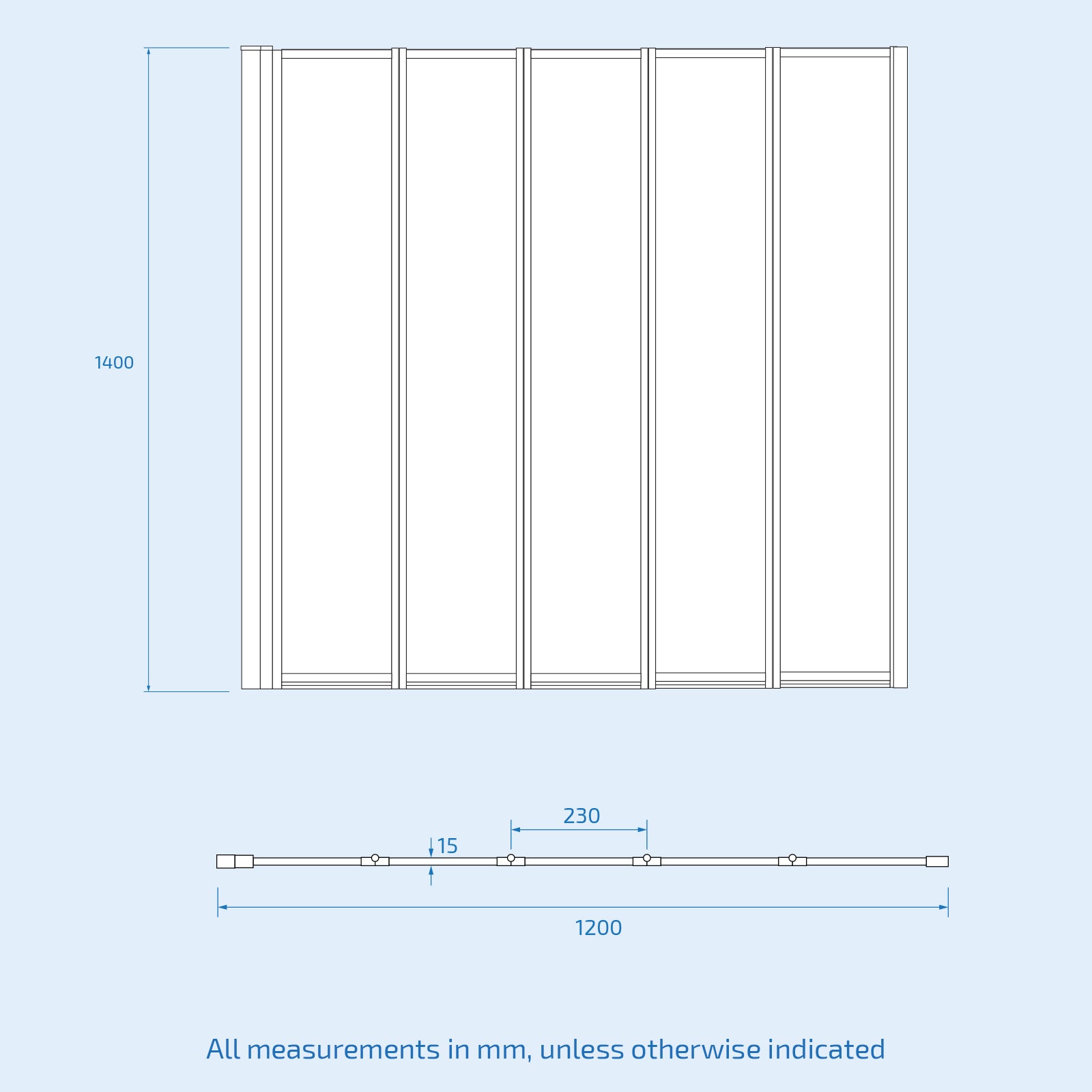 1200x1400mm Bathtub Screen, 4mm Clear Glass - Black Aluminium
