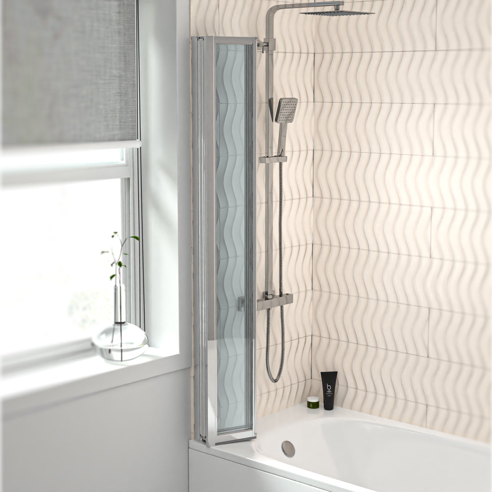 Parga 800 x 1400 mm Chrome Frame 4 Fold Door Bath Shower Screen