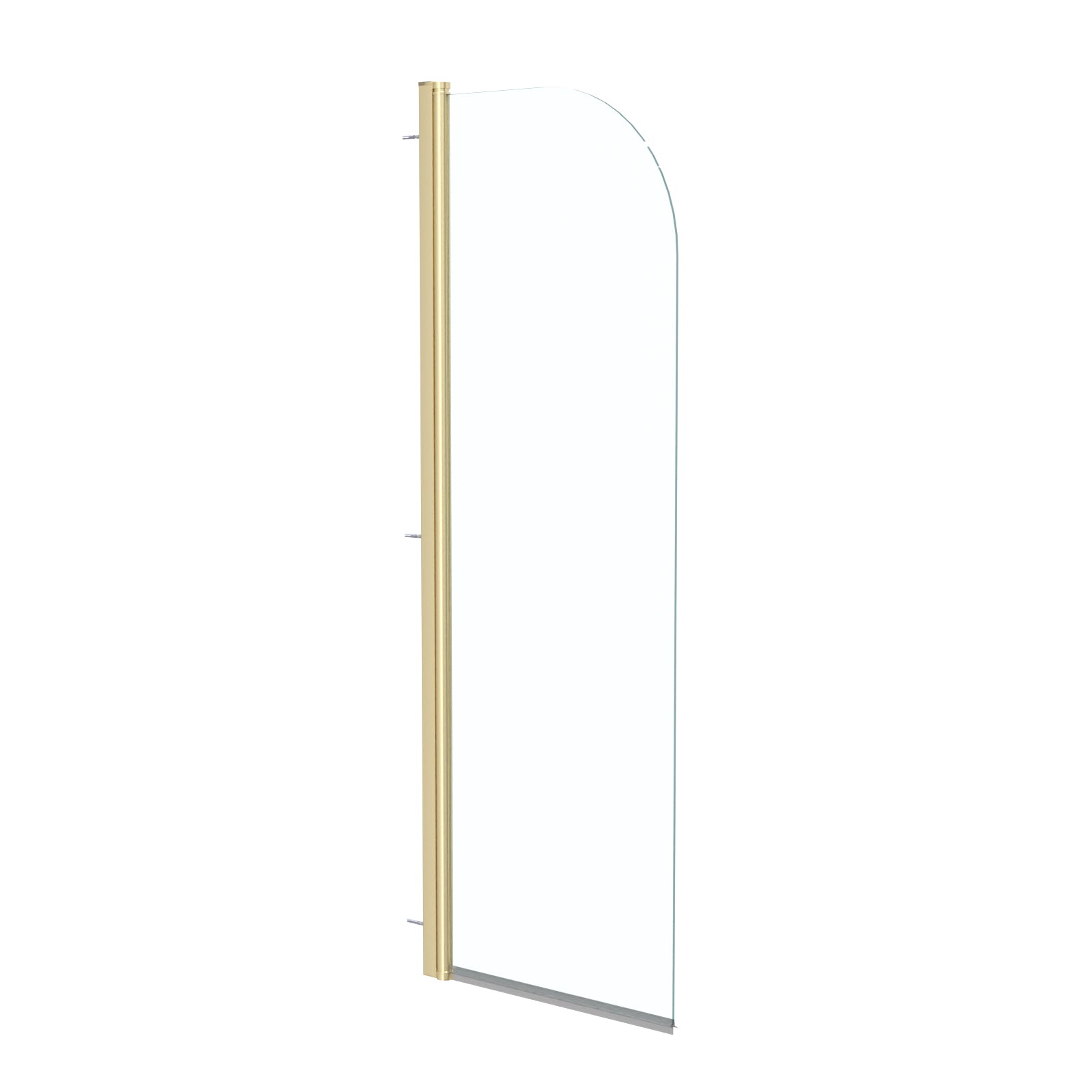 Hinged 500 x 1400mm Bathtub Screen, 5mm Tempered Glass - Brushed Brass